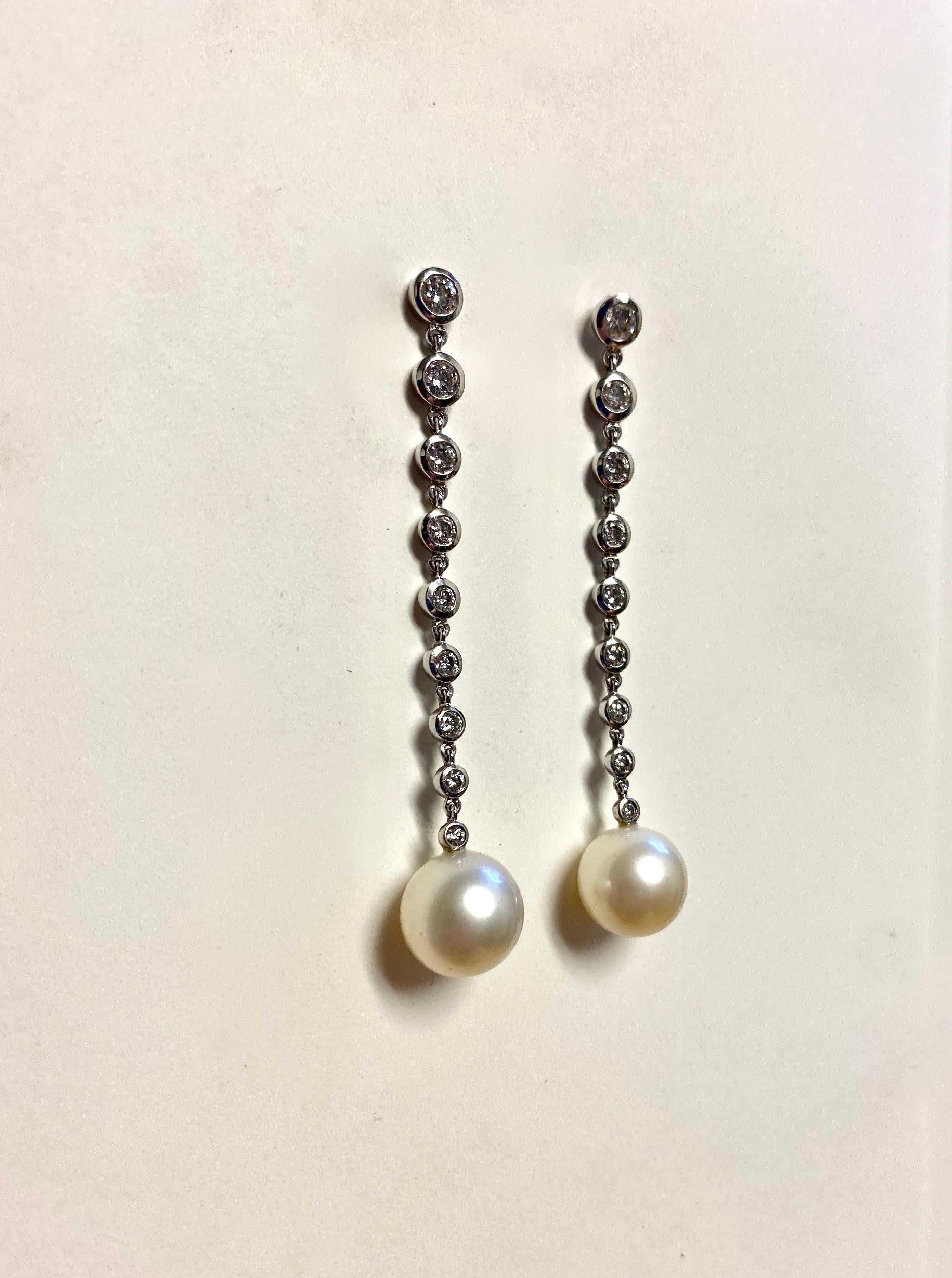 Michael Kneebone South Seas Pearl Diamond White Gold Dangle Earrings For Sale 5