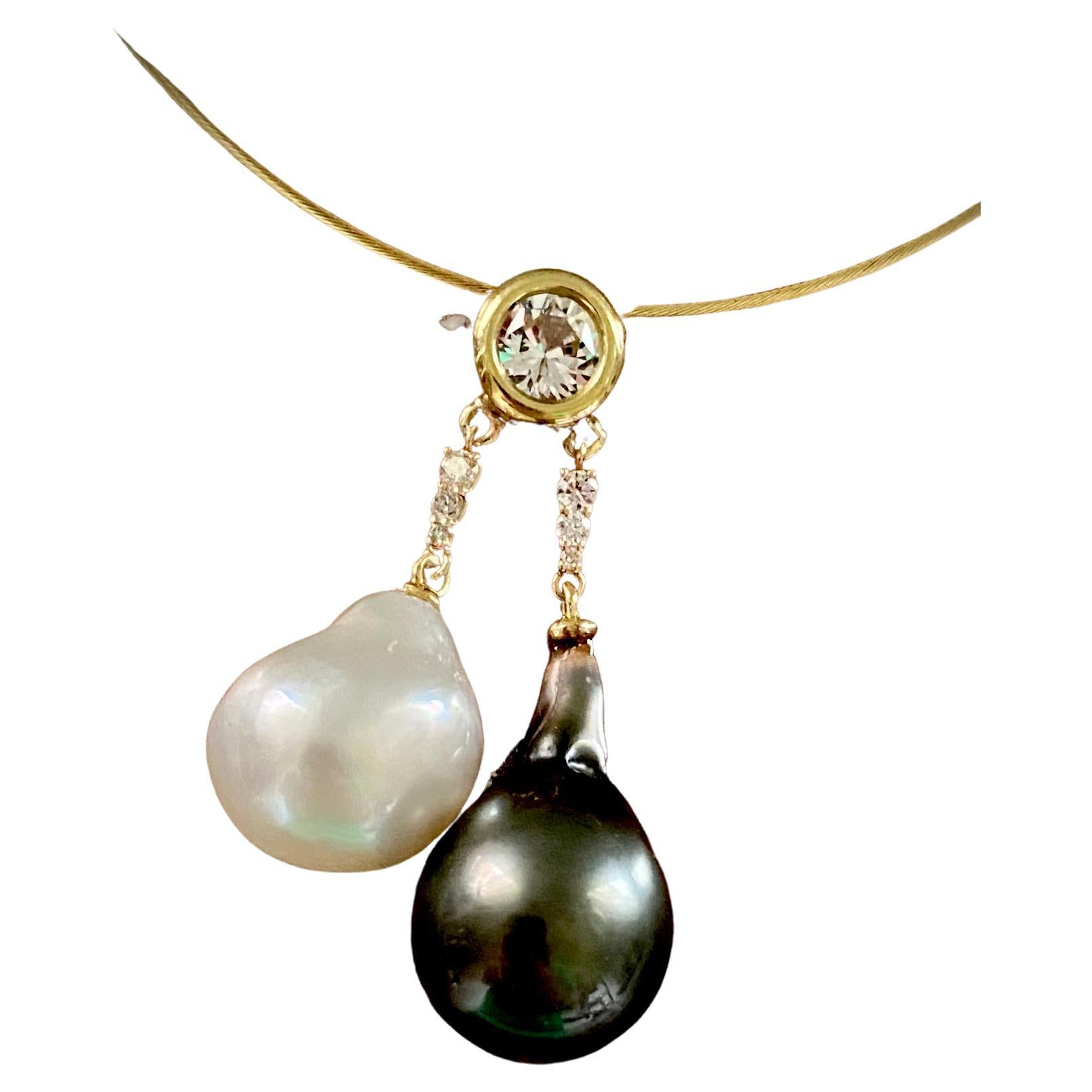 Michael Kneebone South Seas Pearl Tahitian Pearl Diamond Sapphire Pendant