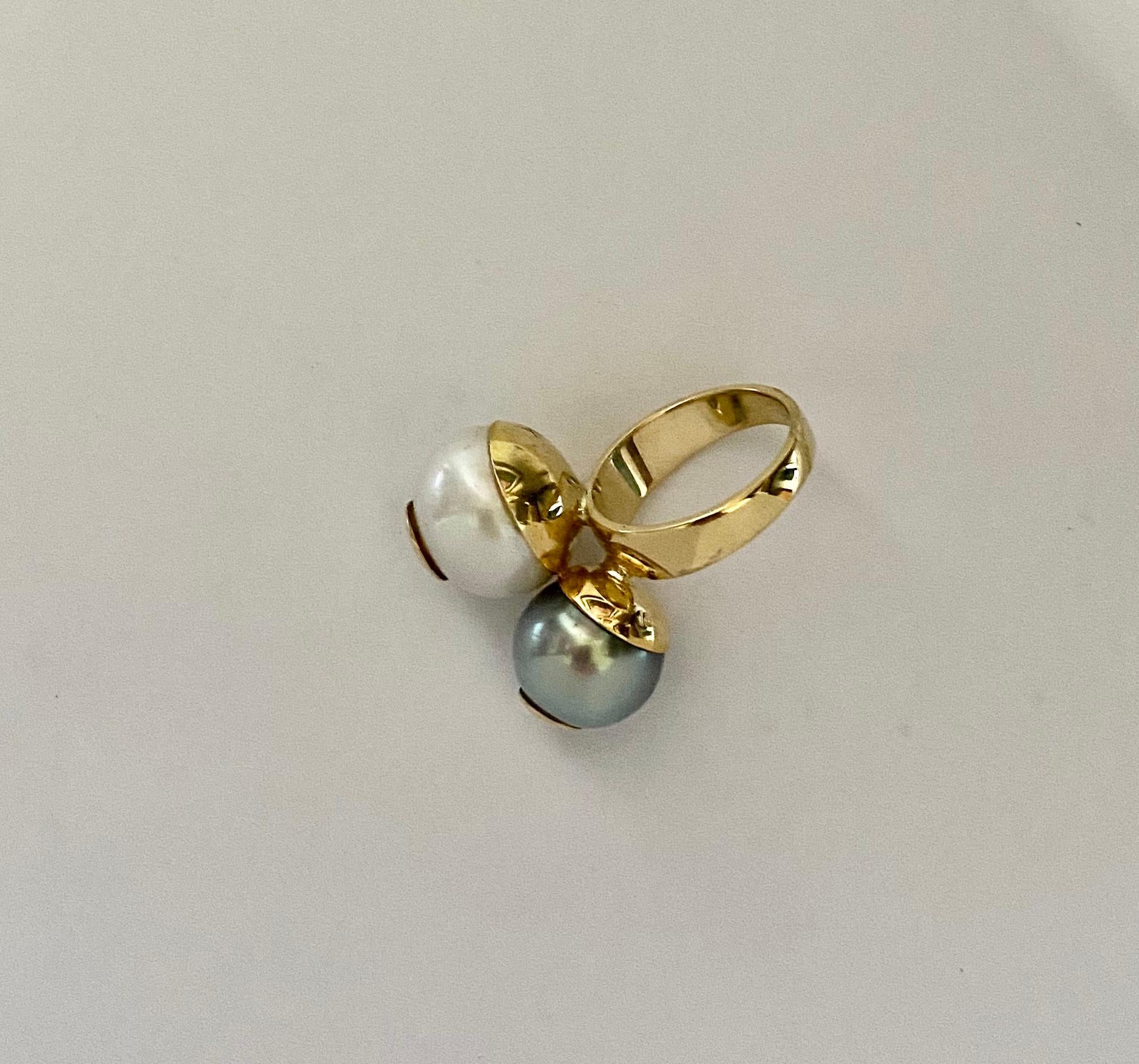 Michael Kneebone Anello da cocktail con perla di Tahiti dei mari del sud e diamante Due Perla In condizioni Nuovo in vendita a Austin, TX