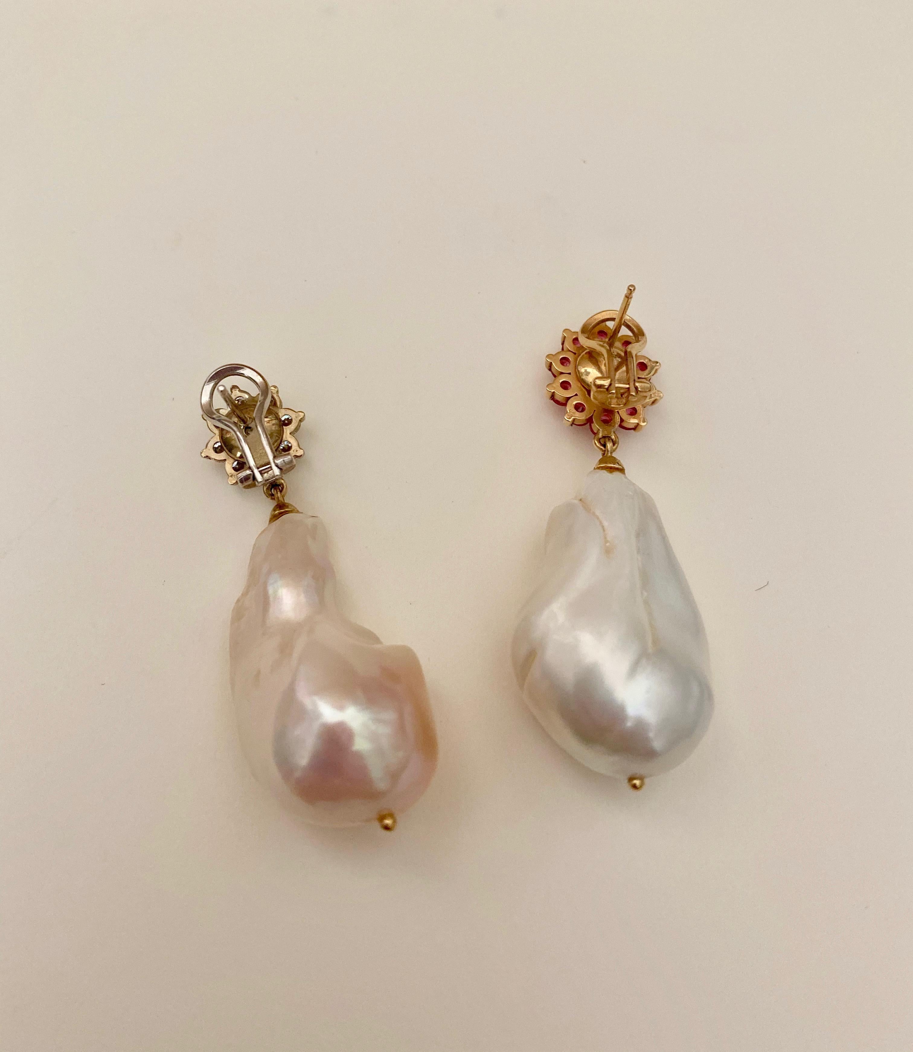 Michael Kneebone Spinel Sapphire Diamond Baroque Pearl Dangle Earrings 5