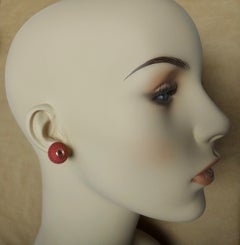 Michael Kneebone Strawberry Shell Mozambique Garnet Button Earrings