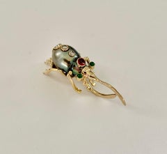 Michael Kneebone Tahitian Pearl Mixed Gemstone Diamond Hercules Beetle Brooch