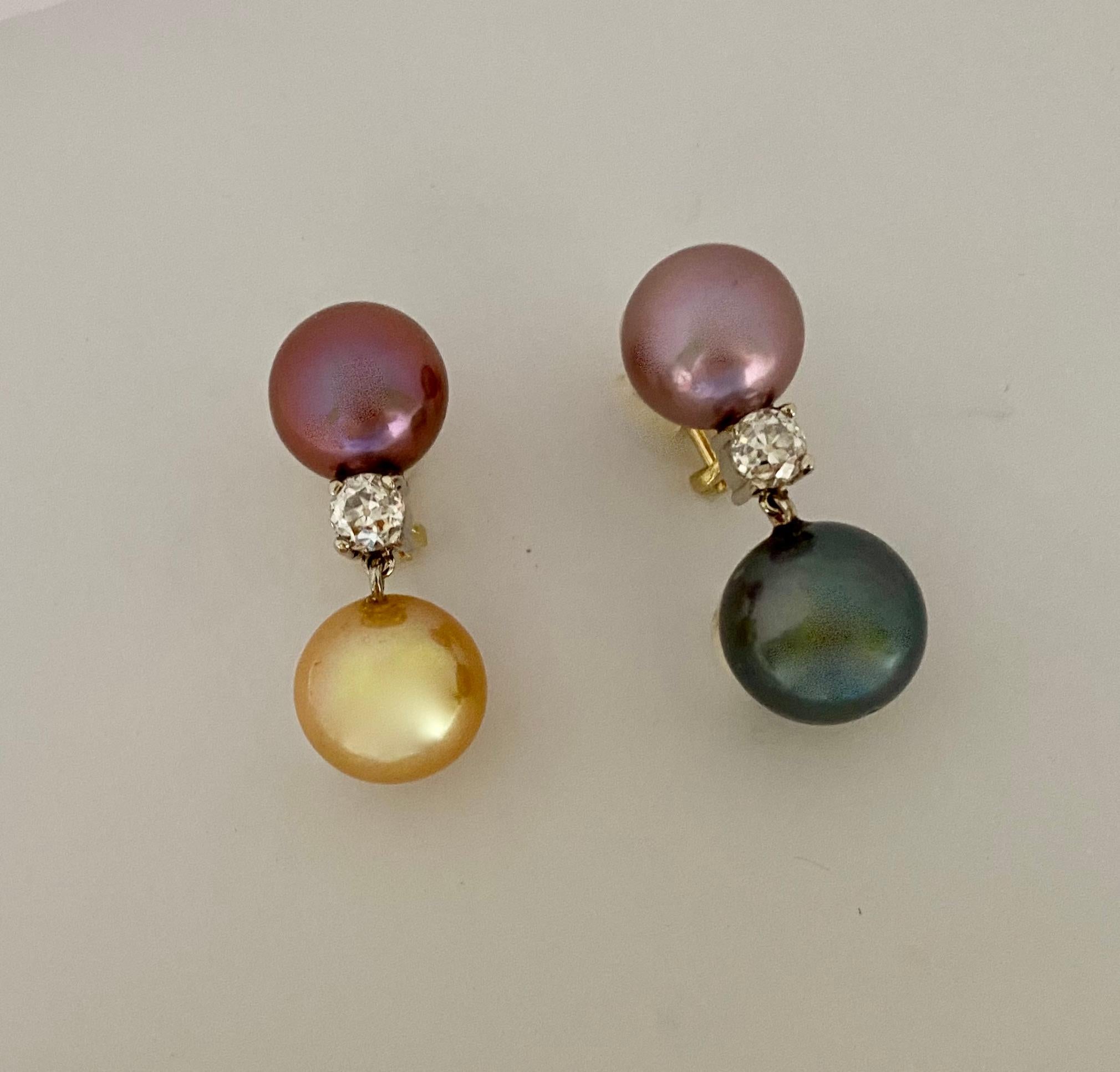 Michael Kneebone Tahitian South Seas Pearl Diamond Dangle Earrings 5