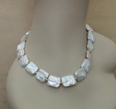 Michael Kneebone Tile Pearl Gold Bead Necklace