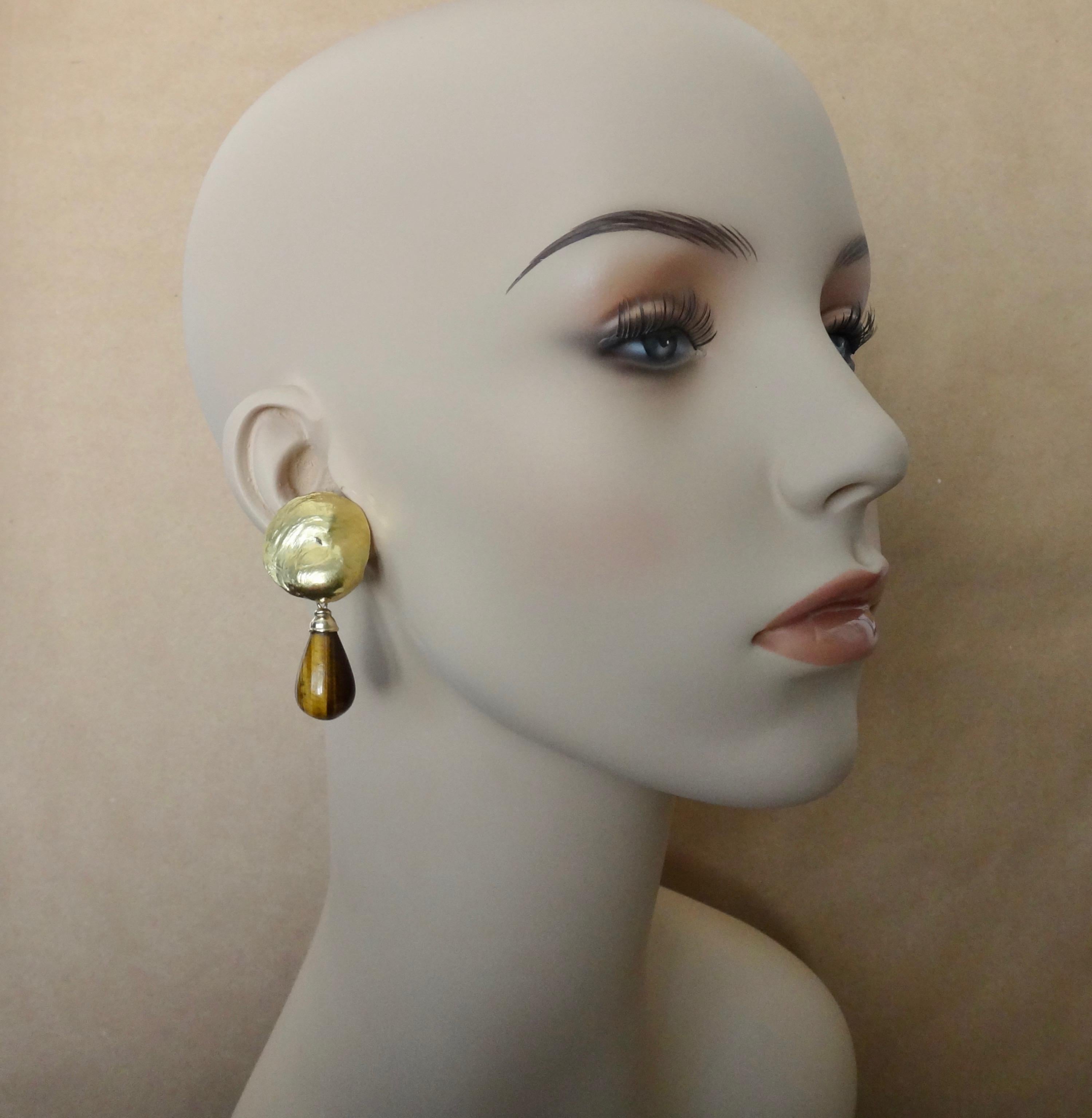 Michael Kneebone Turquoise 18 Karat Yellow Gold Jingle Dangle Earrings 4