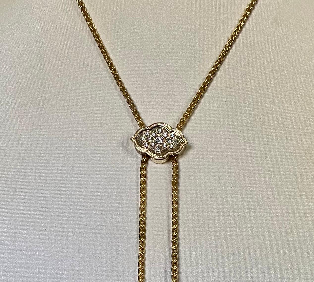 Michael Kneebone Turquoise Lemon Citrine Diamond 18k Gold Lariat Necklace For Sale 1