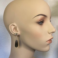 Michael Kneebone White and Black Diamond Pearl Oyster Shell Drop Dangle Earrings