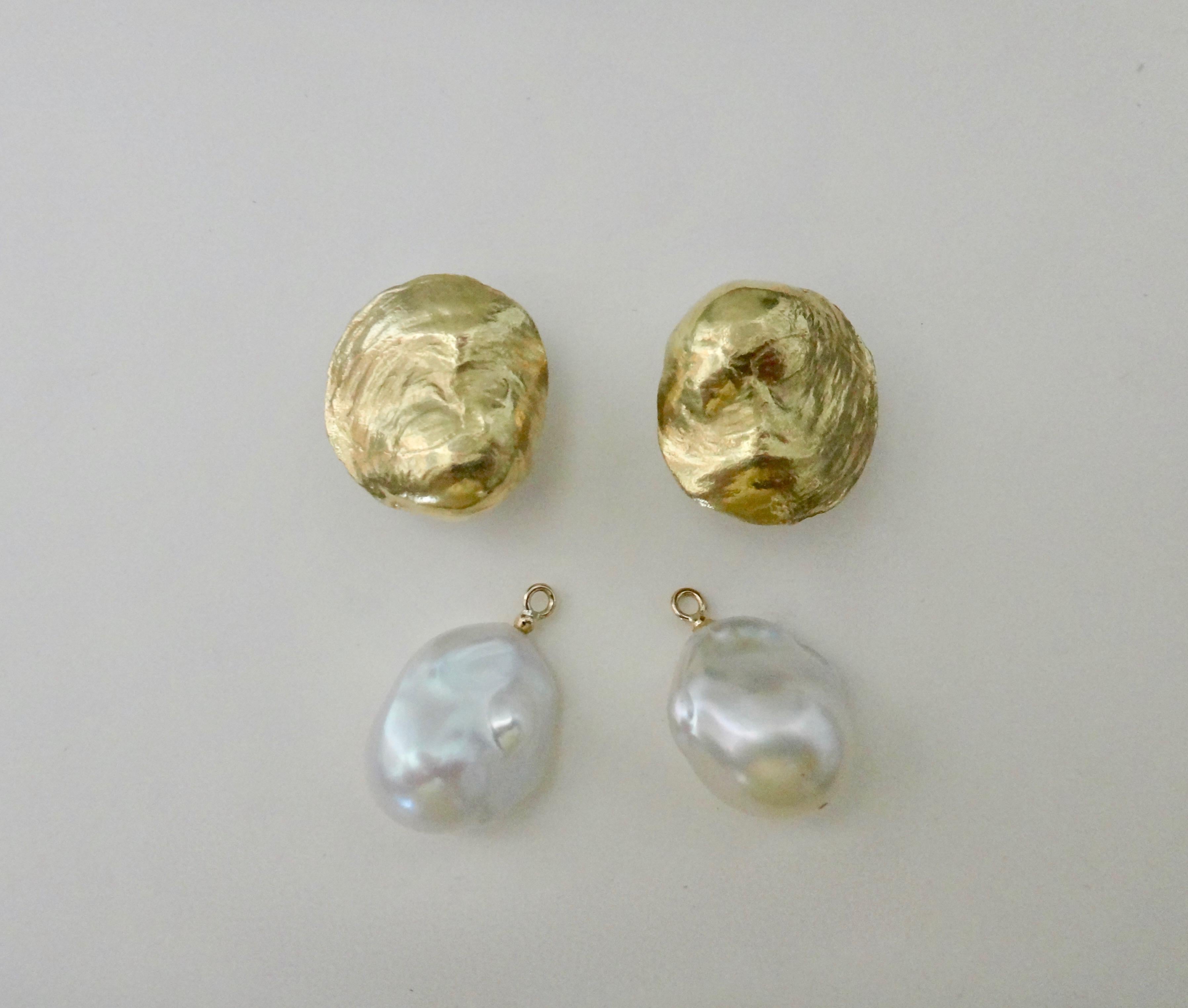 Women's Michael Kneebone White Baroque Pearl 18 Karat Yellow Gold Jingle Earrings