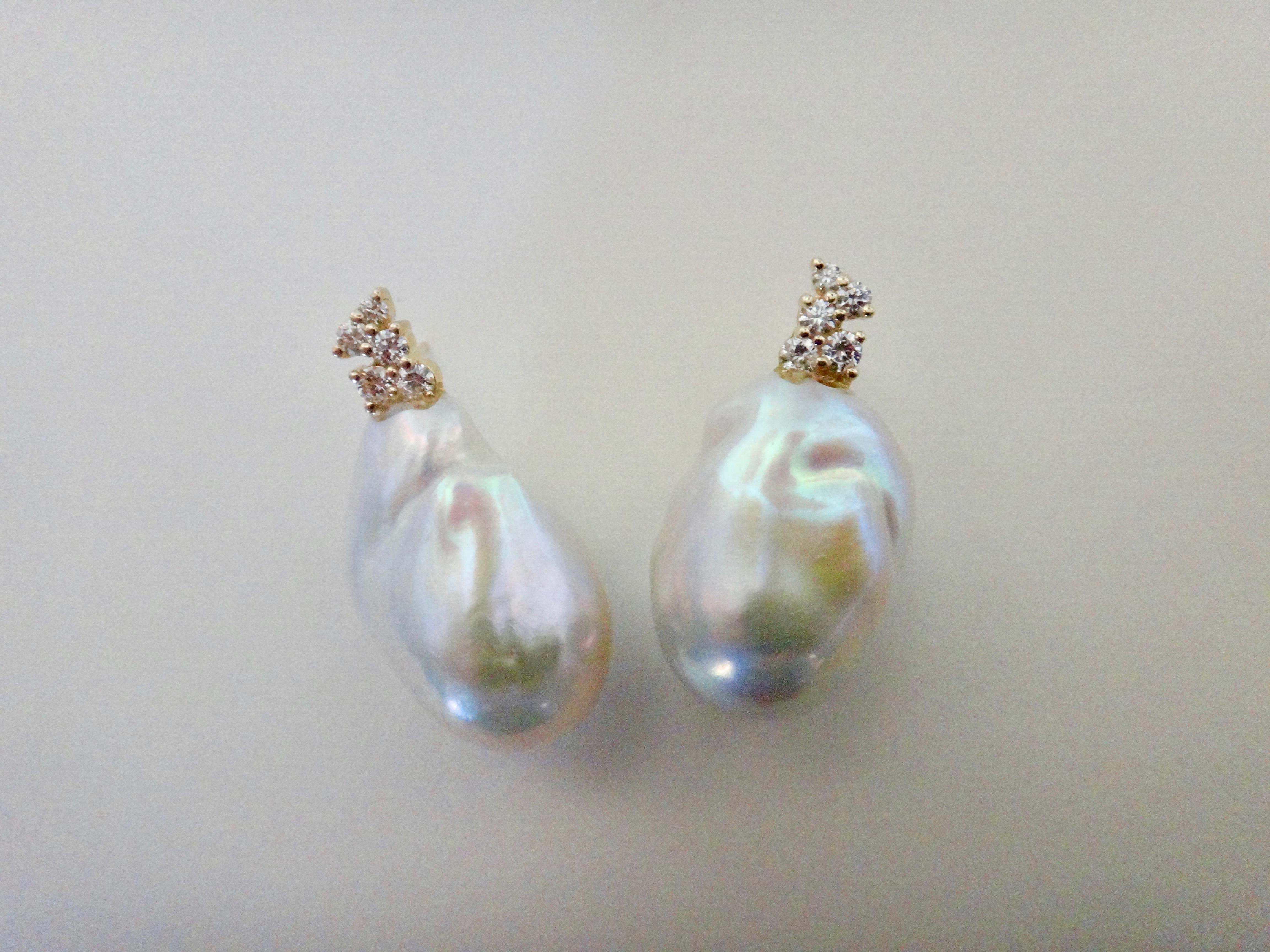 baroque pearl earrings with diamonds