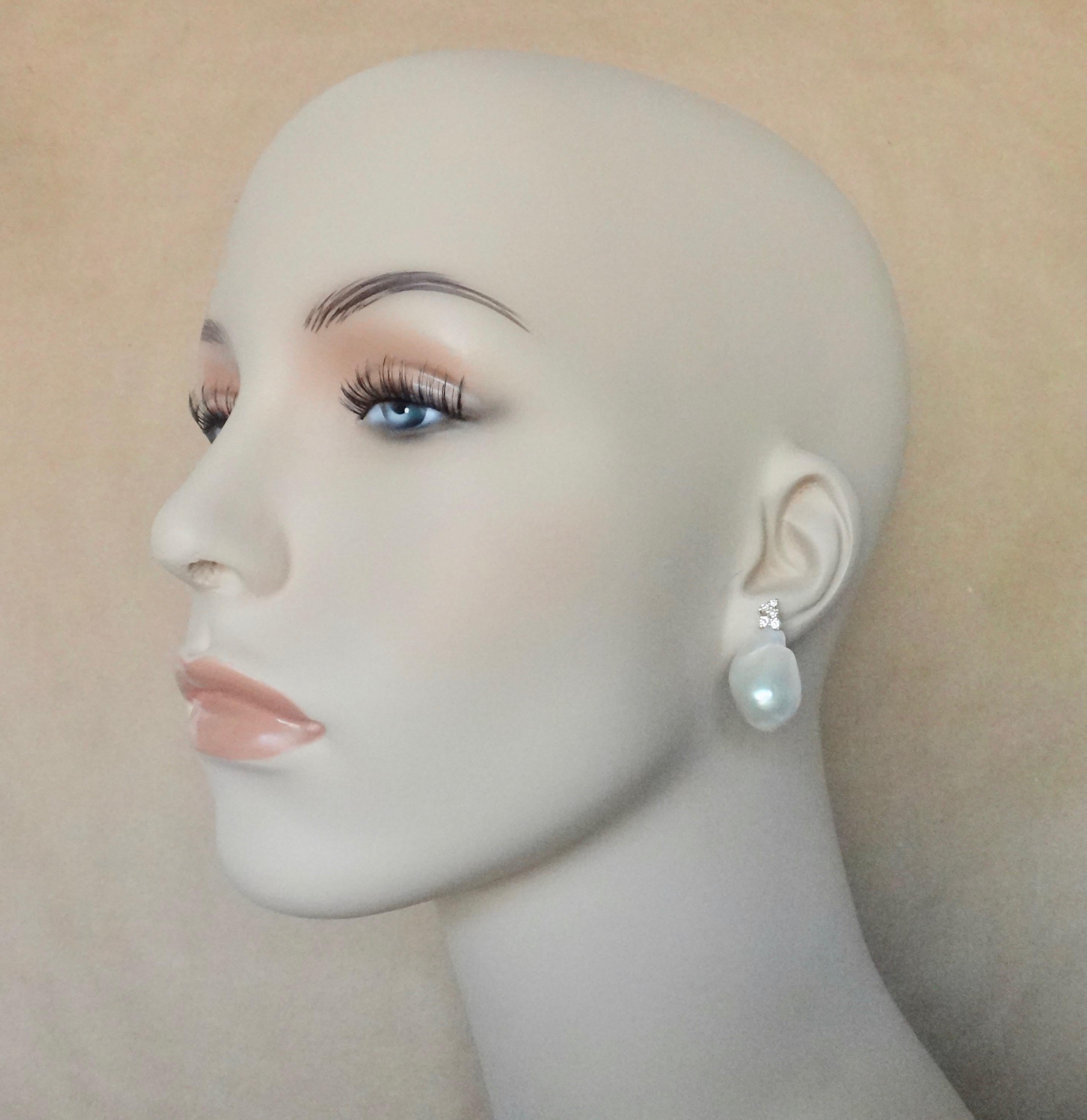 Women's Michael Kneebone White Baroque Pearl Diamond Drop Earrings