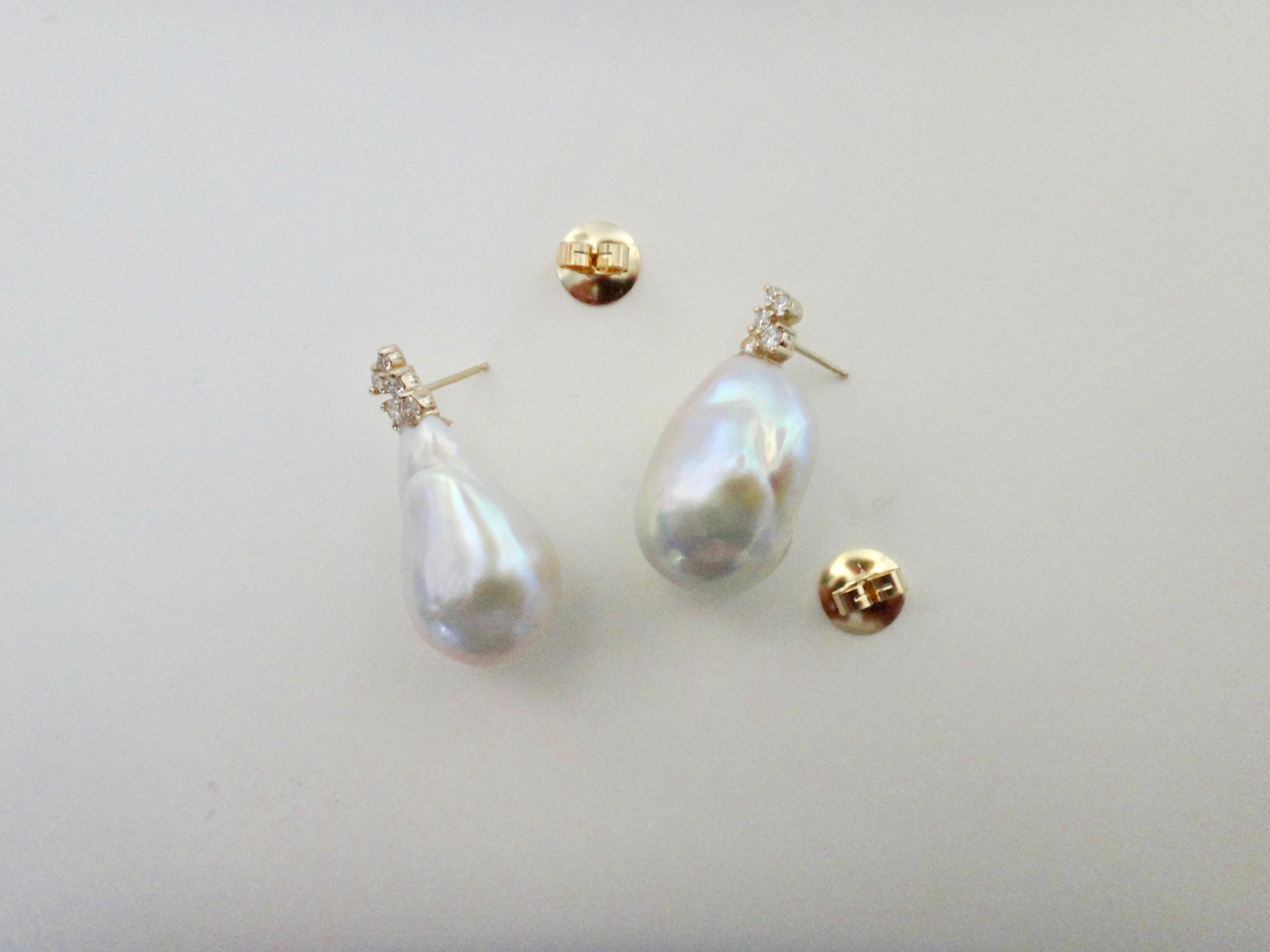Michael Kneebone White Baroque Pearl Diamond Drop Earrings 3