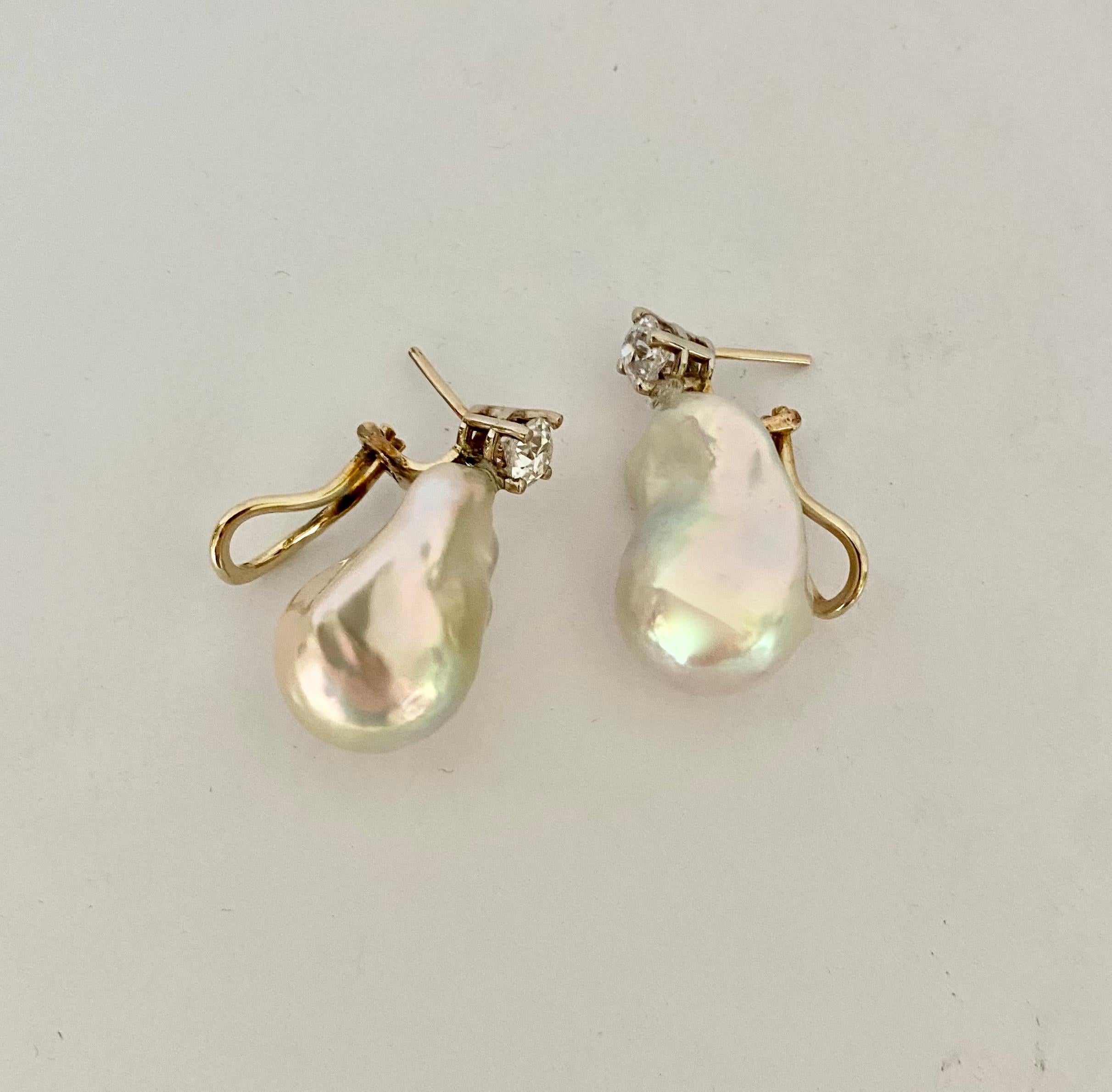 Michael Kneebone White Baroque Pearl White Diamond Drop Earrings For Sale 3