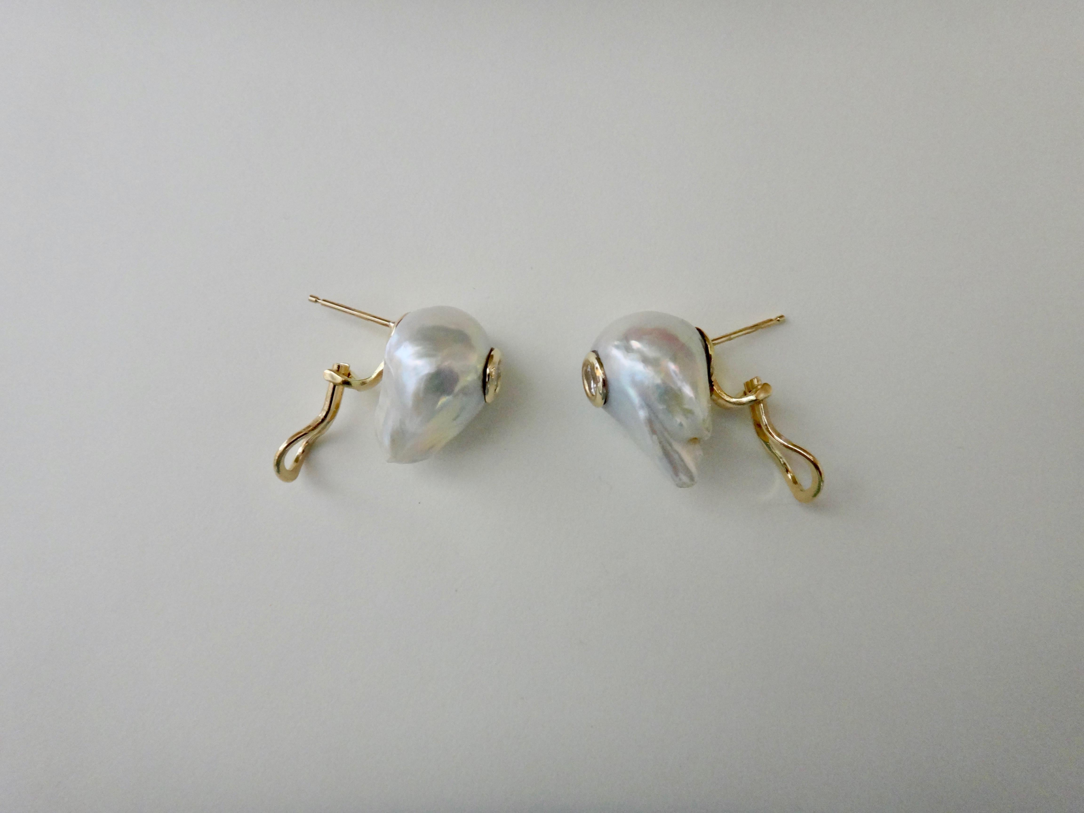 Michael Kneebone White Baroque Pearl White Diamond Stud Earrings 5