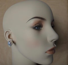 Michael Kneebone White Baroque Pearl White Diamond Stud Earrings