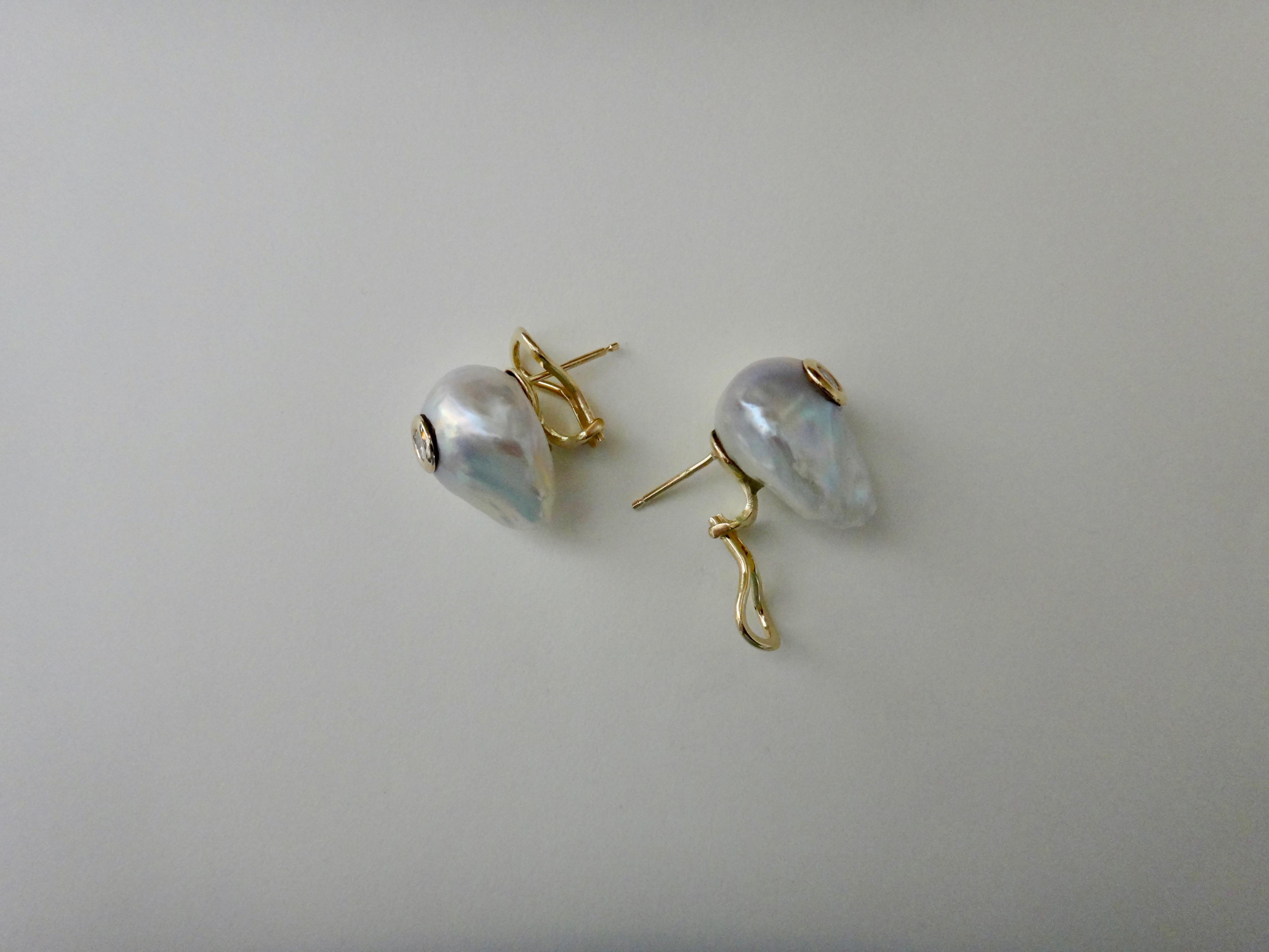 Michael Kneebone White Baroque Pearl White Diamond Stud Earrings 3