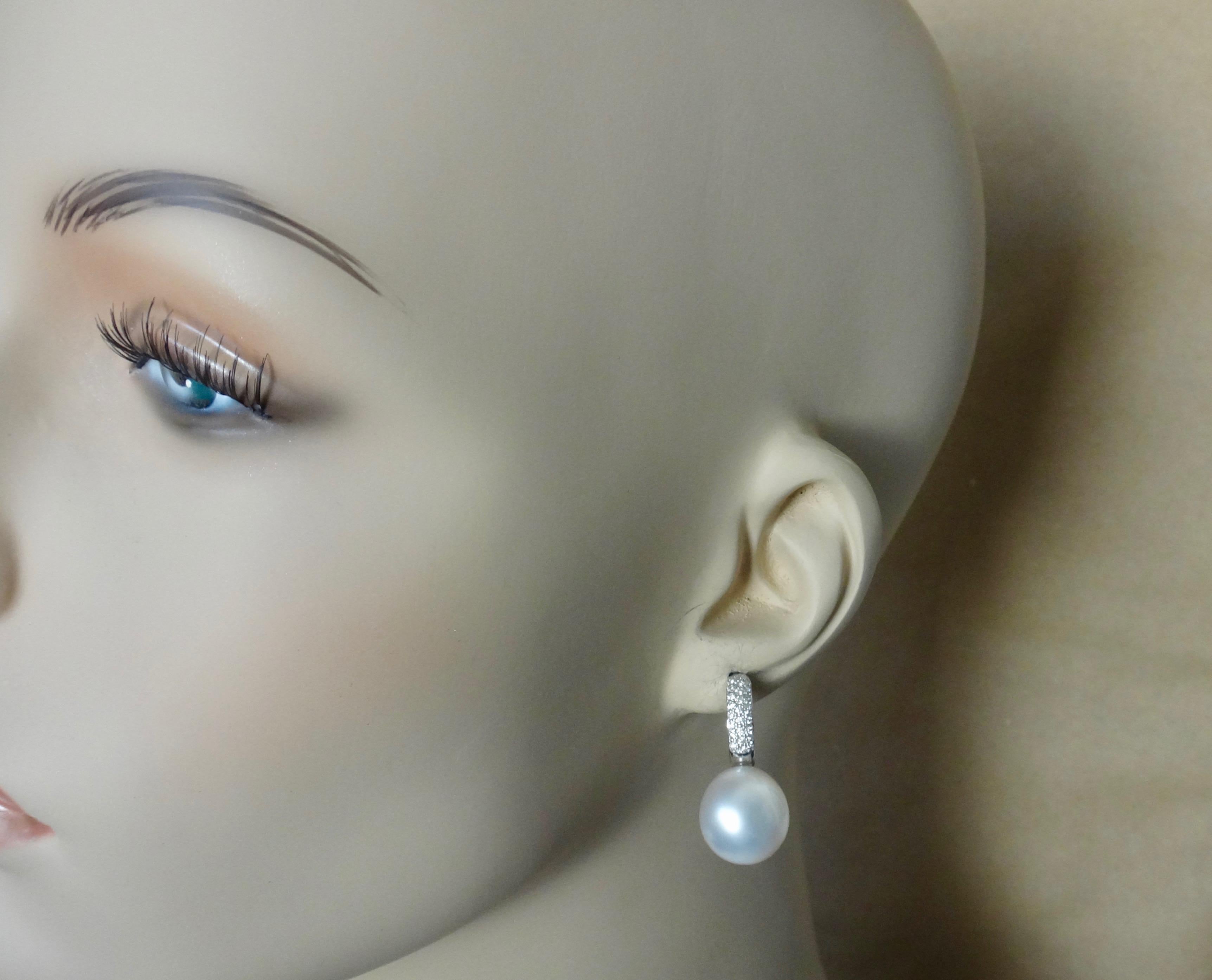 Women's Michael Kneebone White Diamond Paspaley South Seas Pearl Drop Earrings