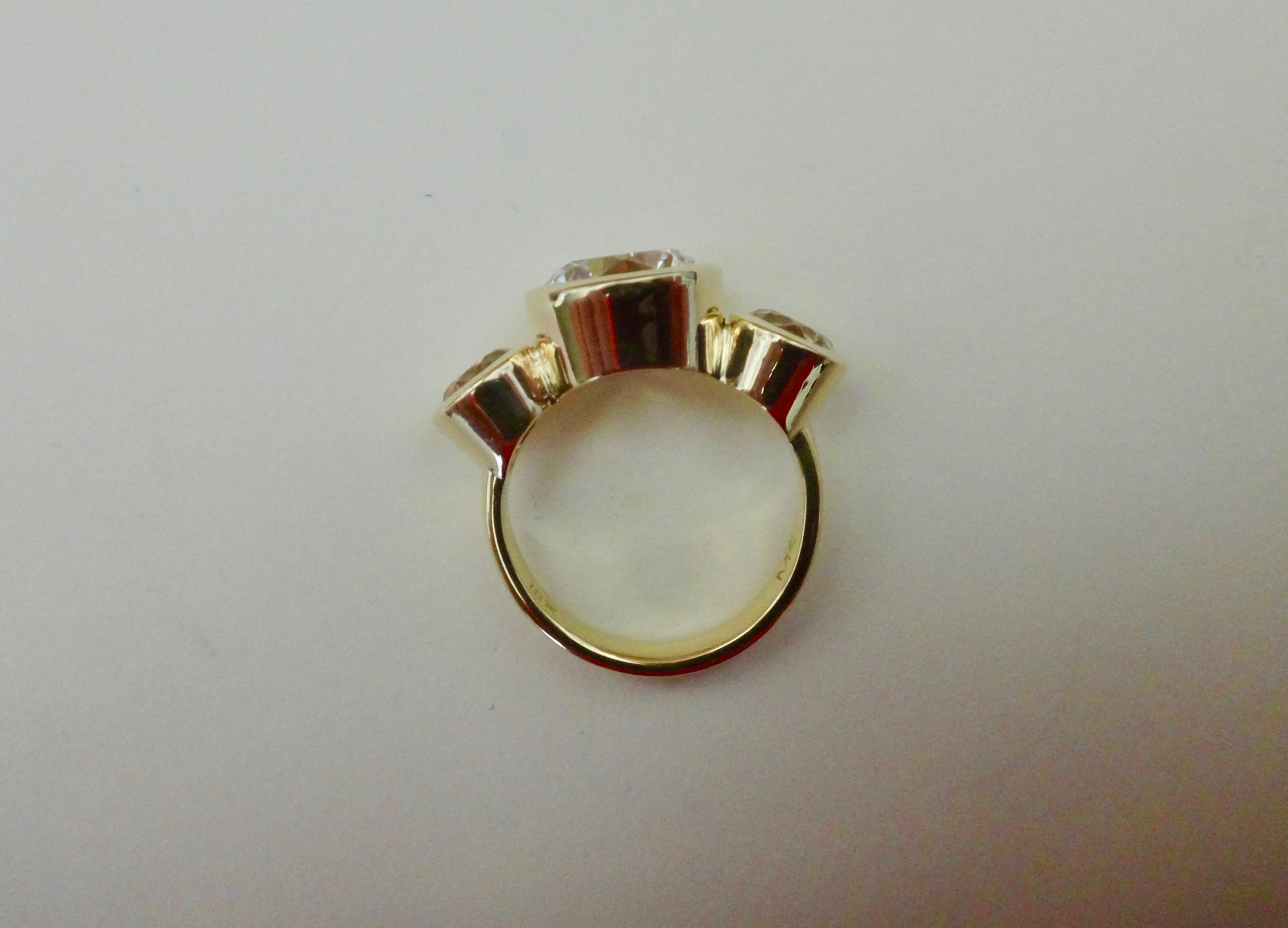 Women's Michael Kneebone White Sapphire 18 Karat Gold Three-Stone Leah Ring