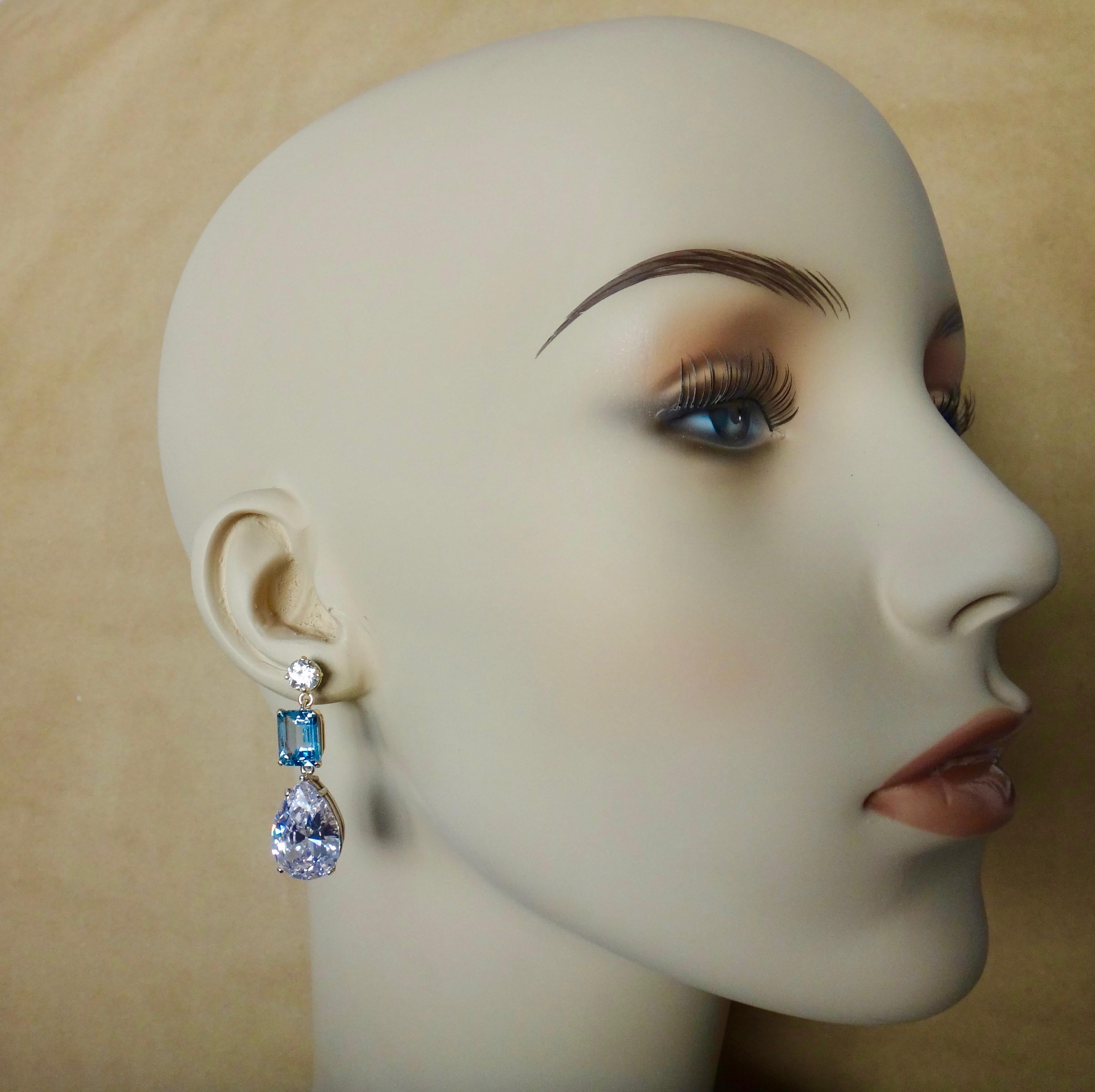 Michael Kneebone White Sapphire Blue Zircon White Topaz Dangle Earrings 6
