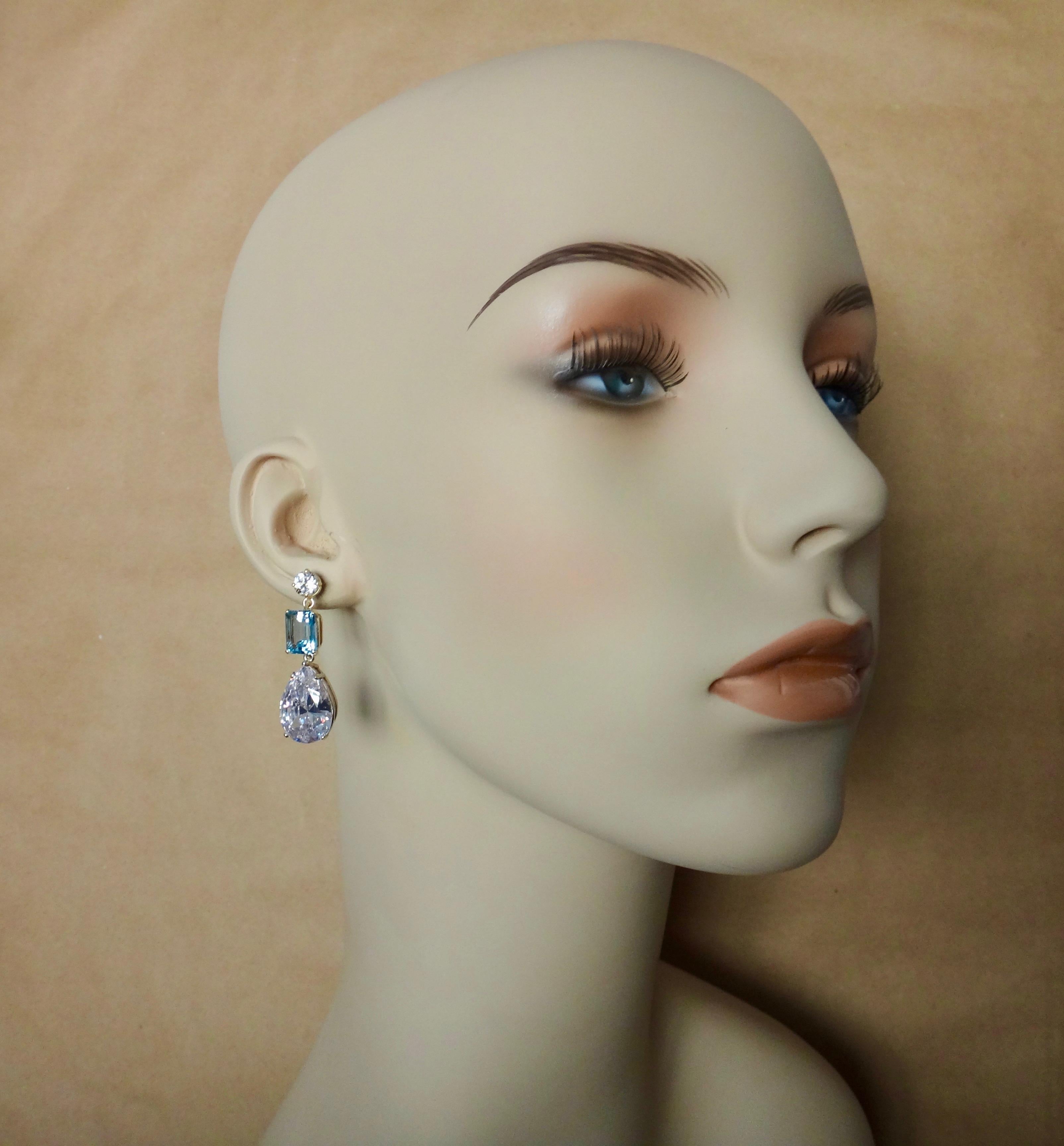 Women's Michael Kneebone White Sapphire Blue Zircon White Topaz Dangle Earrings