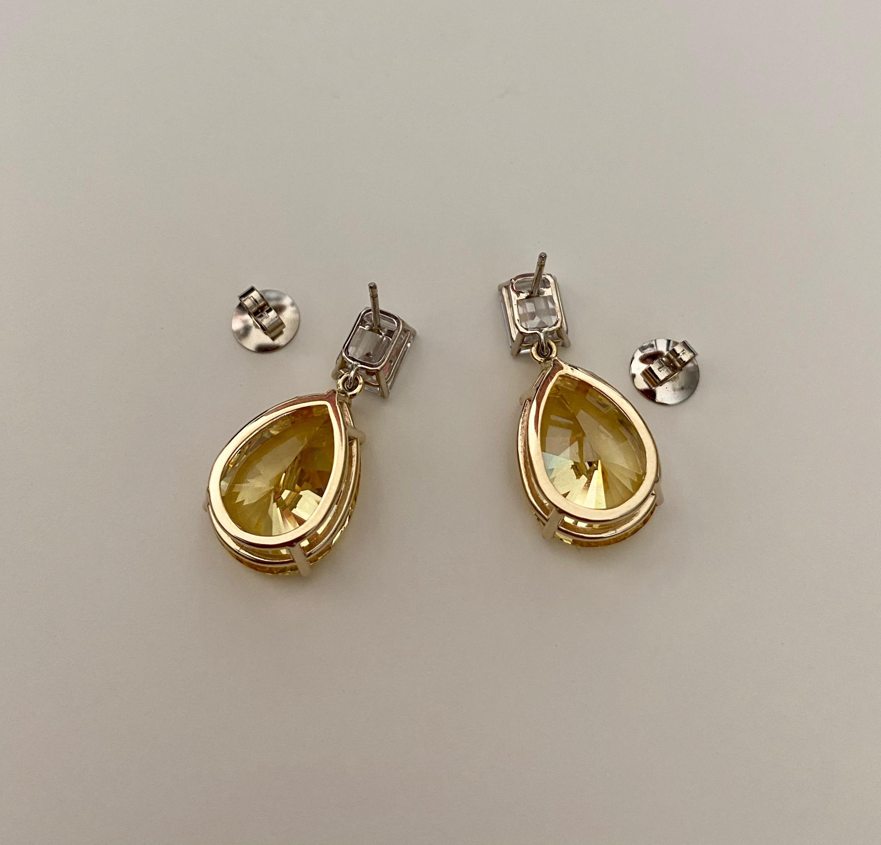 Michael Kneebone White Sapphire Golden Topaz Dangle Earrings 3