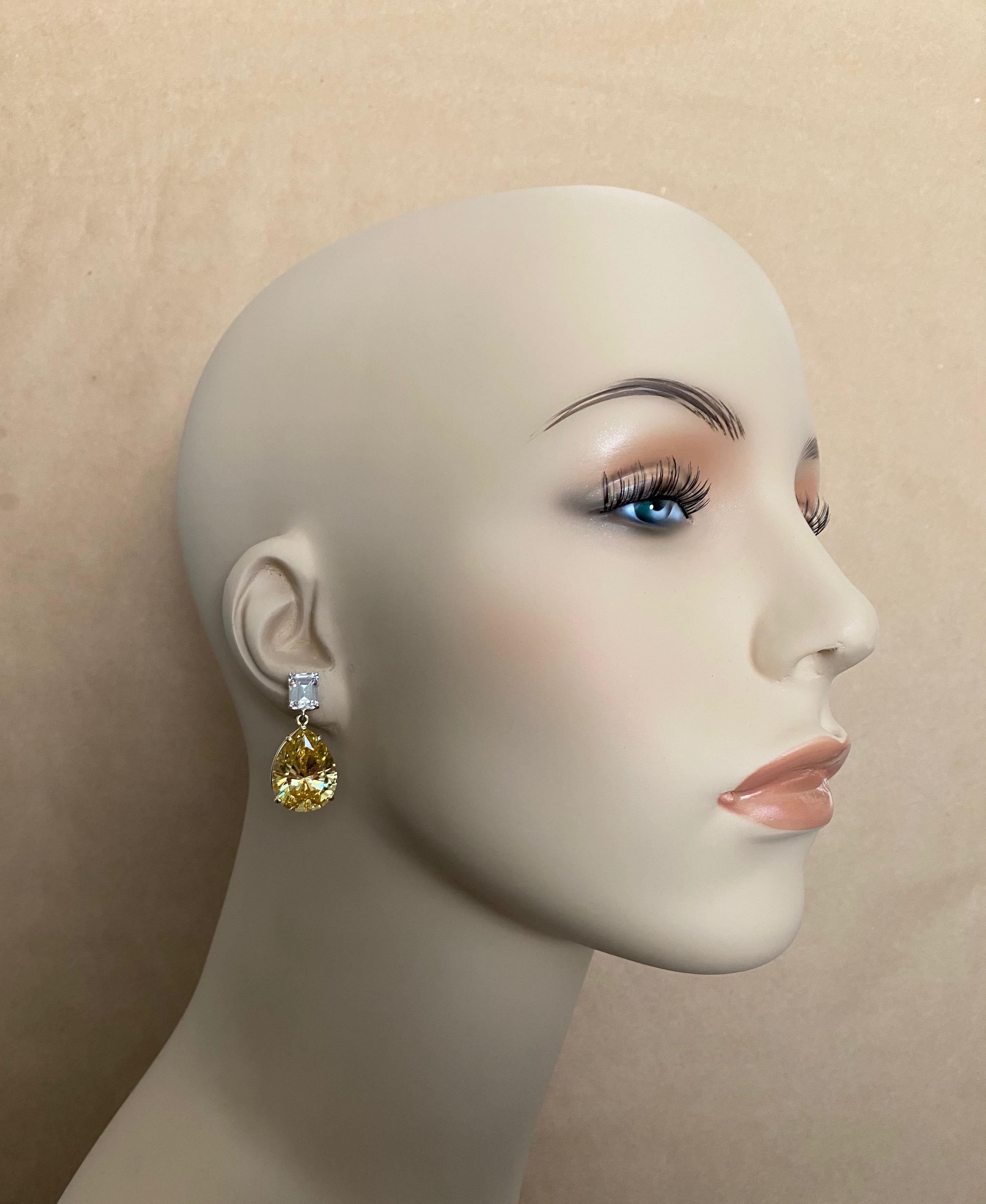 Contemporary Michael Kneebone White Sapphire Golden Topaz Dangle Earrings
