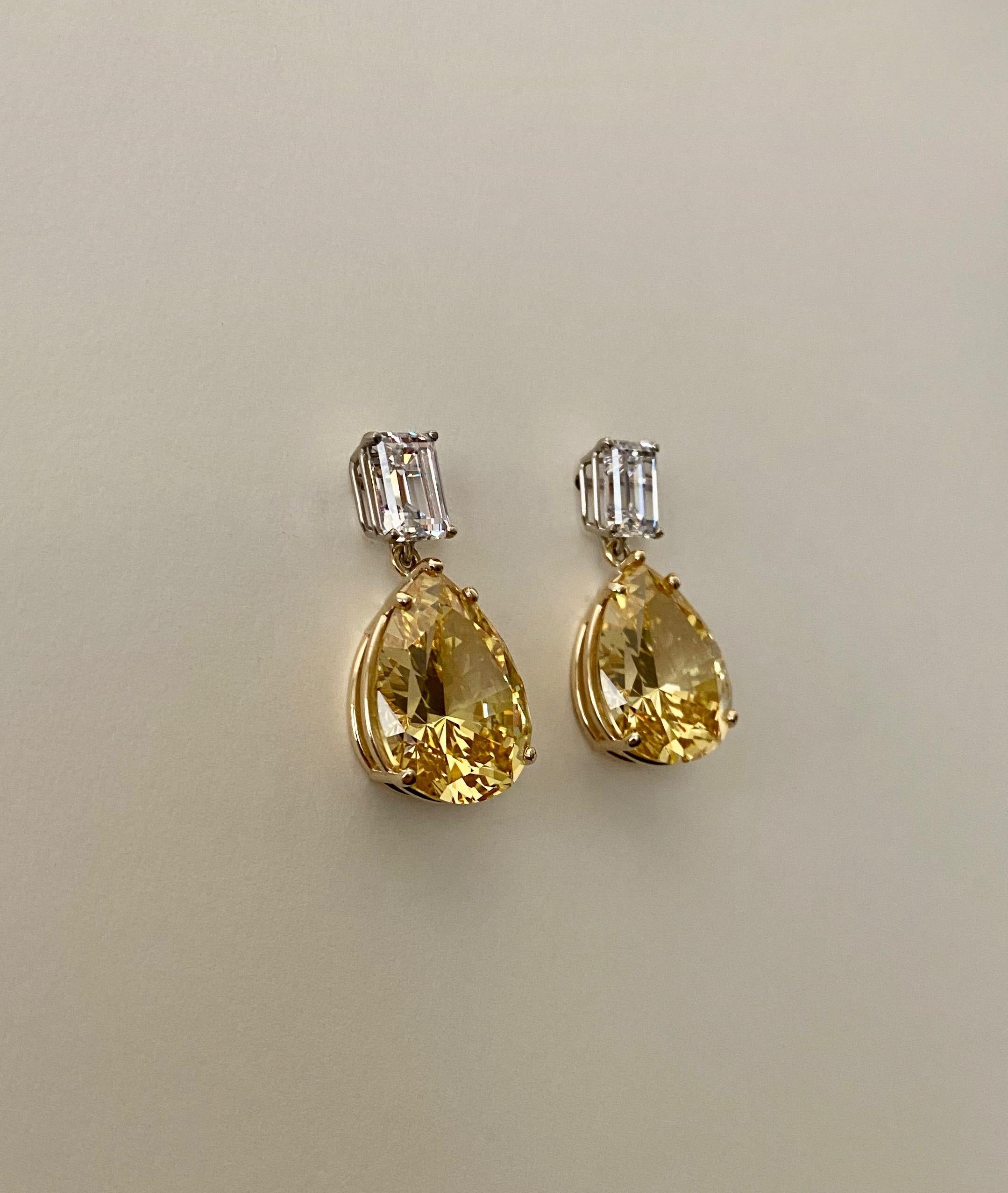 Michael Kneebone White Sapphire Golden Topaz Dangle Earrings In New Condition In Austin, TX