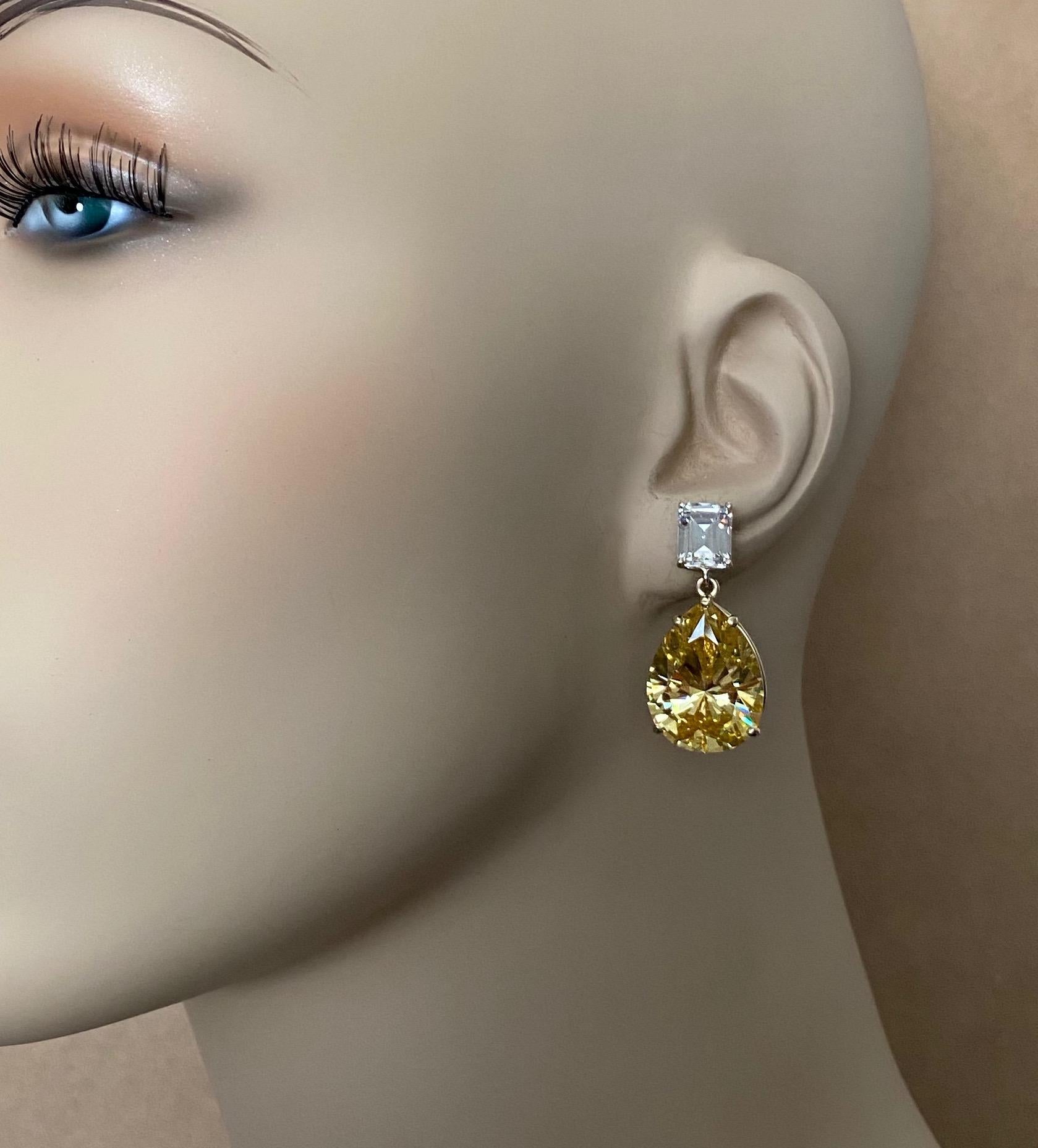 Michael Kneebone White Sapphire Golden Topaz Dangle Earrings 2