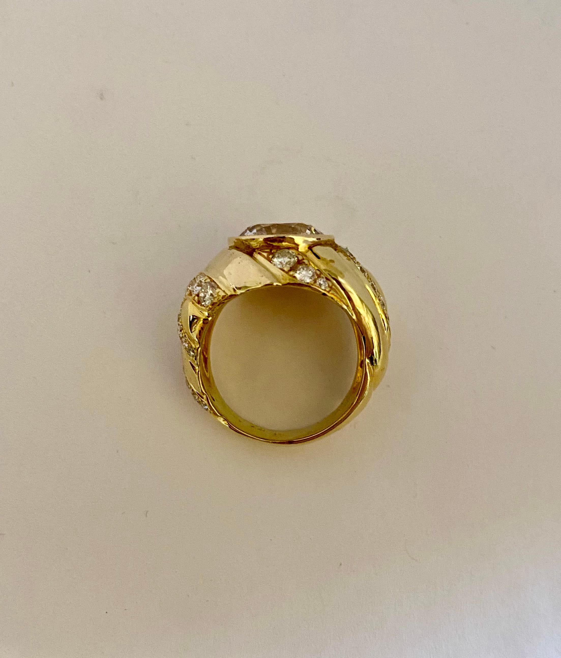 Michael Kneebone White Sapphire Pave Diamond 18k Karat Gold Dome Ring 1