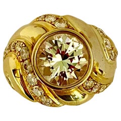 Michael Kneebone White Sapphire Pave Diamond 18k Karat Gold Dome Ring