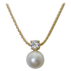 Michael Kneebone White Sapphire South Sea Pearl Wheat Chain Pendant
