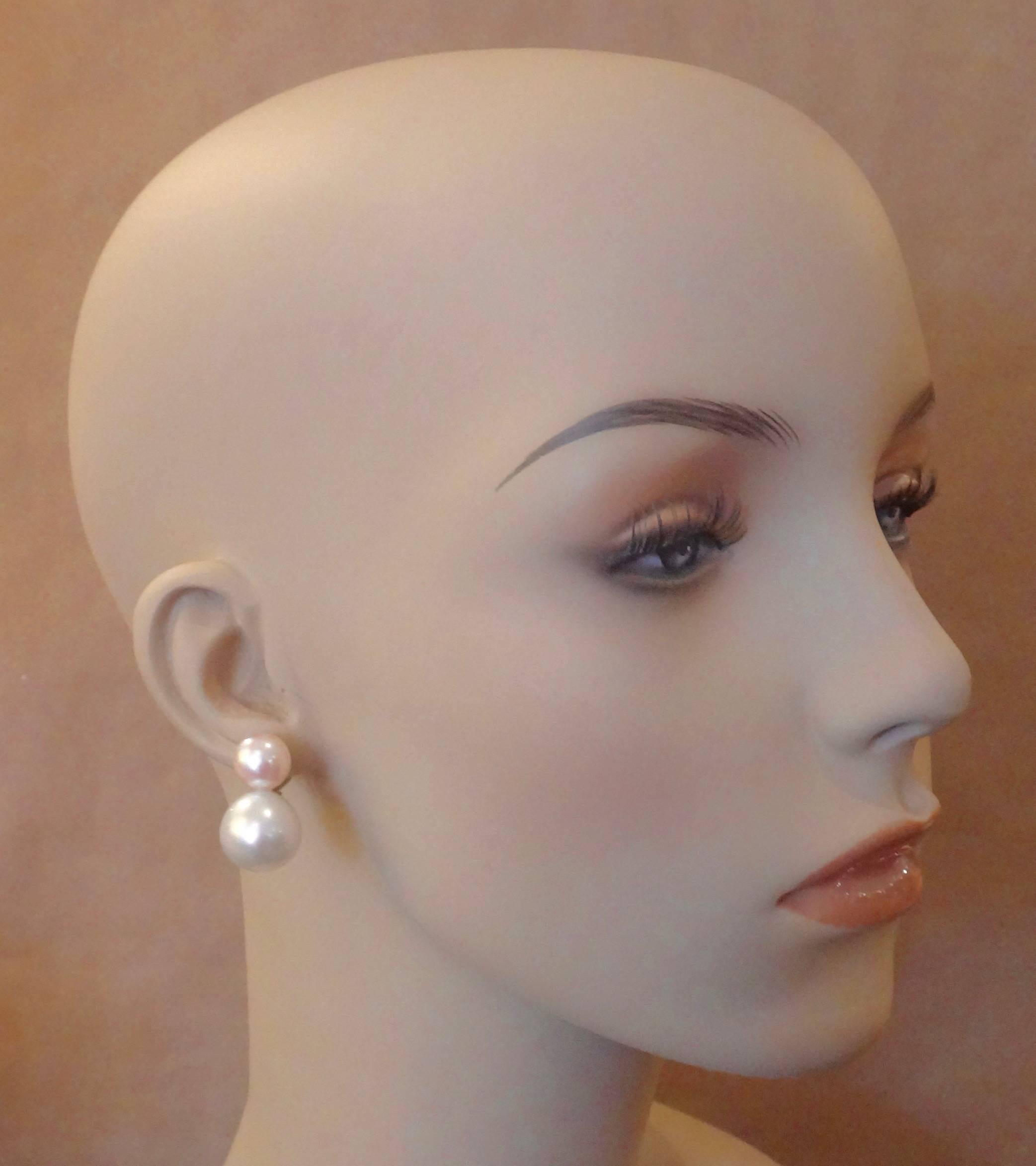 Michael Kneebone White South Seas Pink Pearl Due Perla Earrings 1