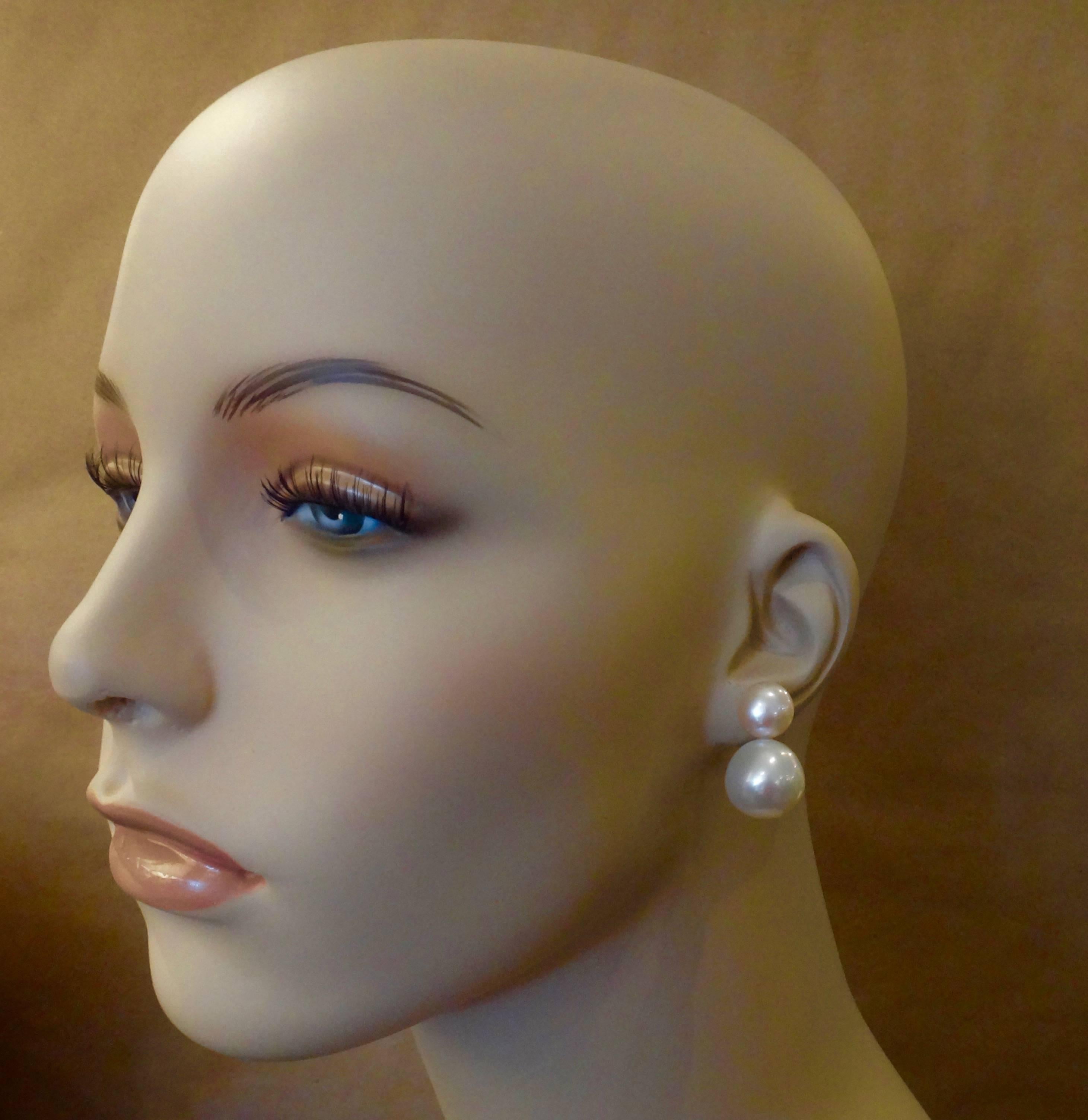 Michael Kneebone White South Seas Pink Pearl Due Perla Earrings 2