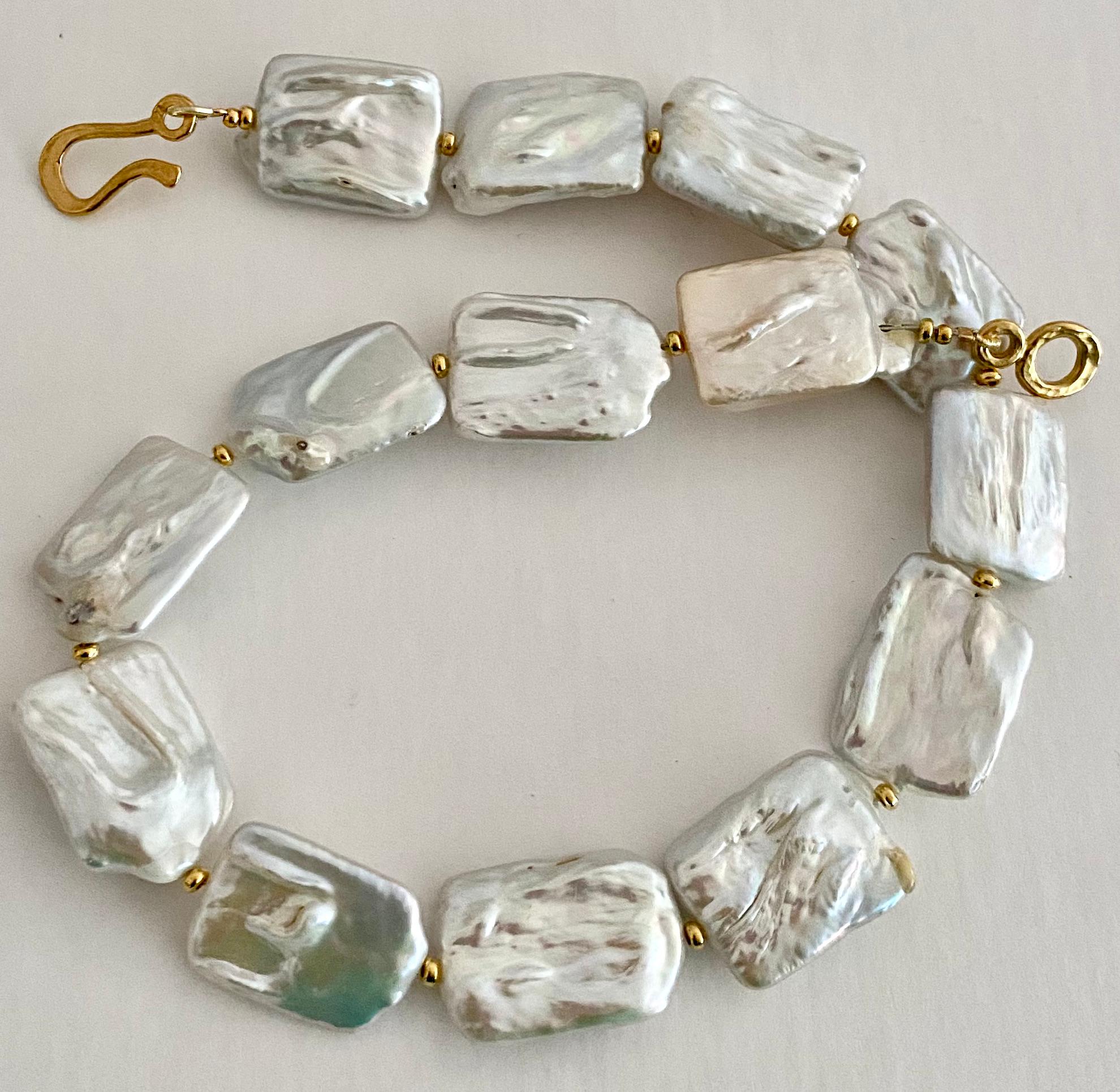 Contemporary Michael Kneebone White Tile Baroque Pearl Bead Necklace For Sale