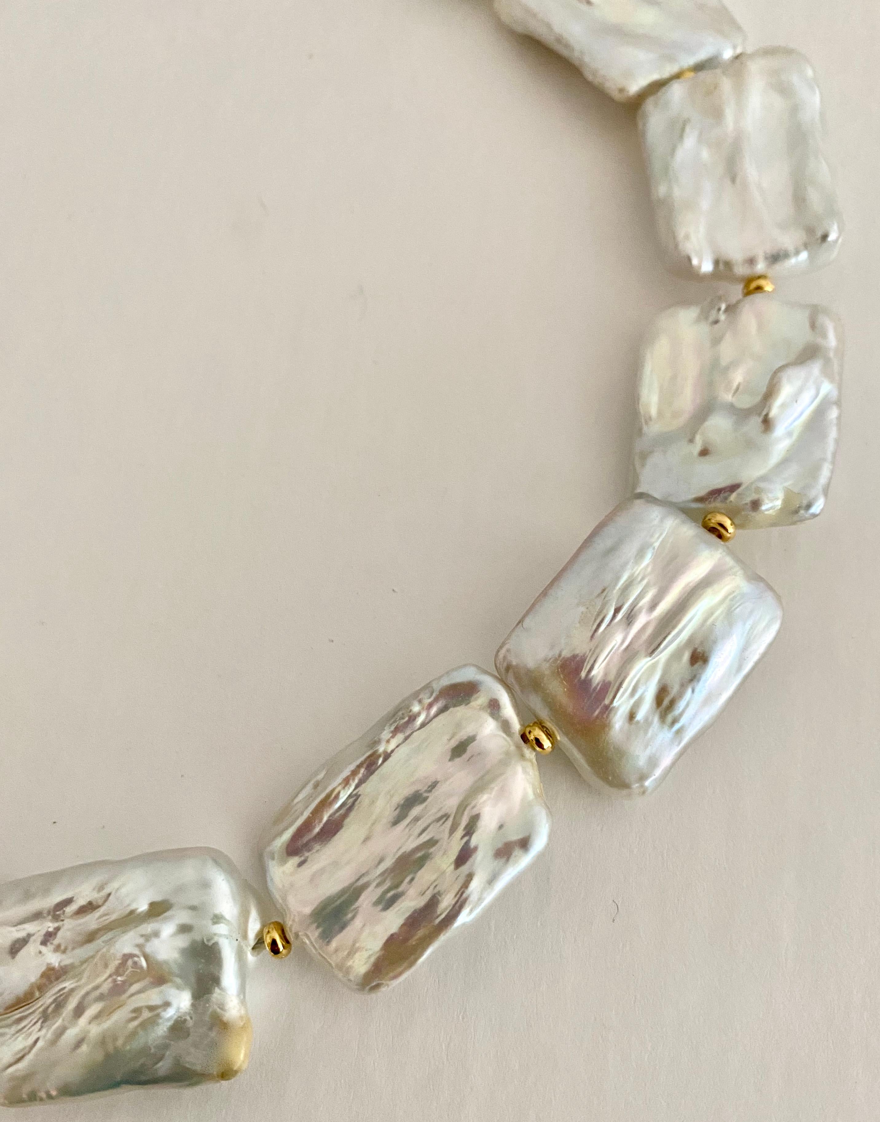 Women's Michael Kneebone White Tile Baroque Pearl Bead Necklace For Sale