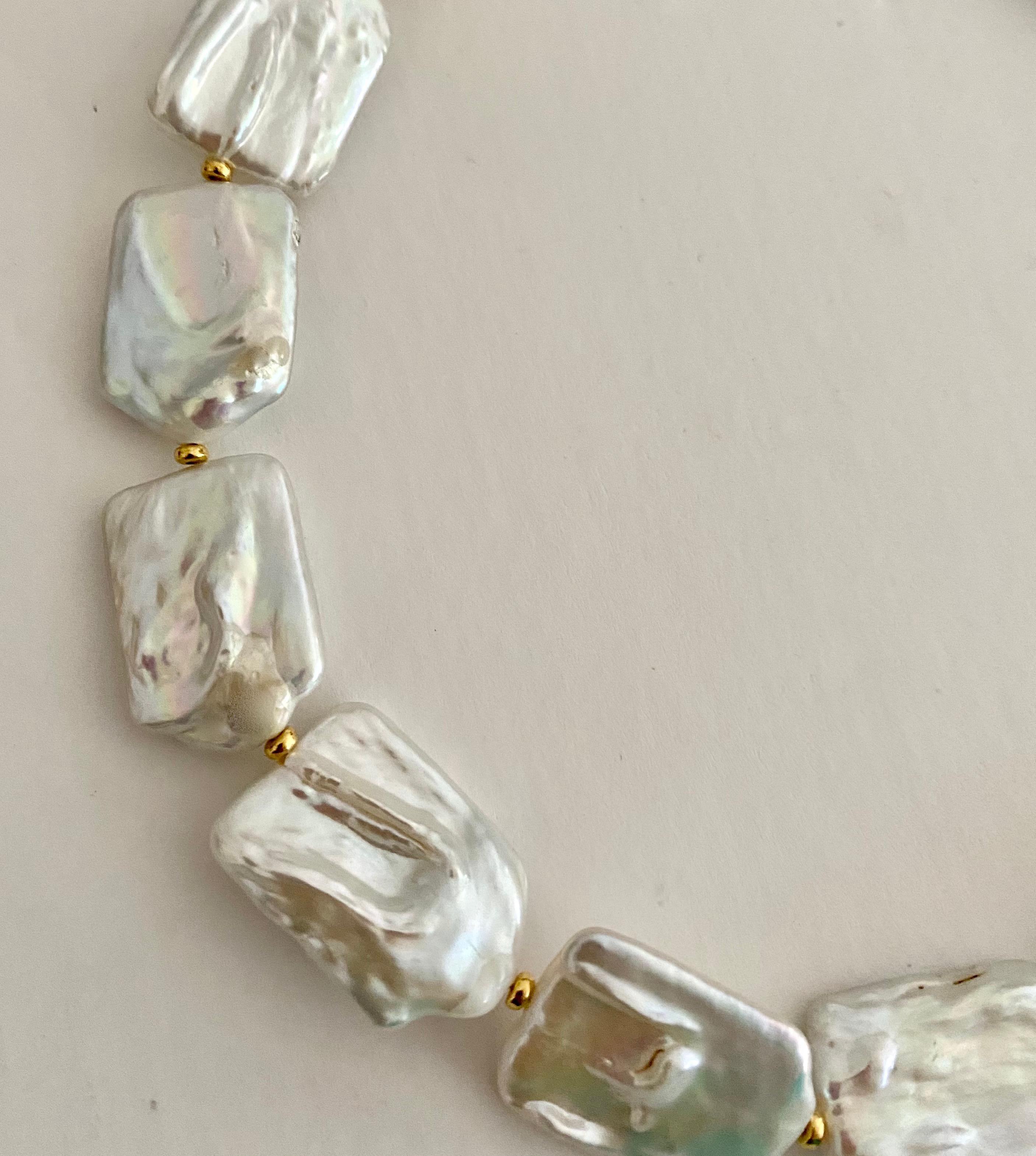 Michael Kneebone White Tile Baroque Pearl Bead Necklace For Sale 2