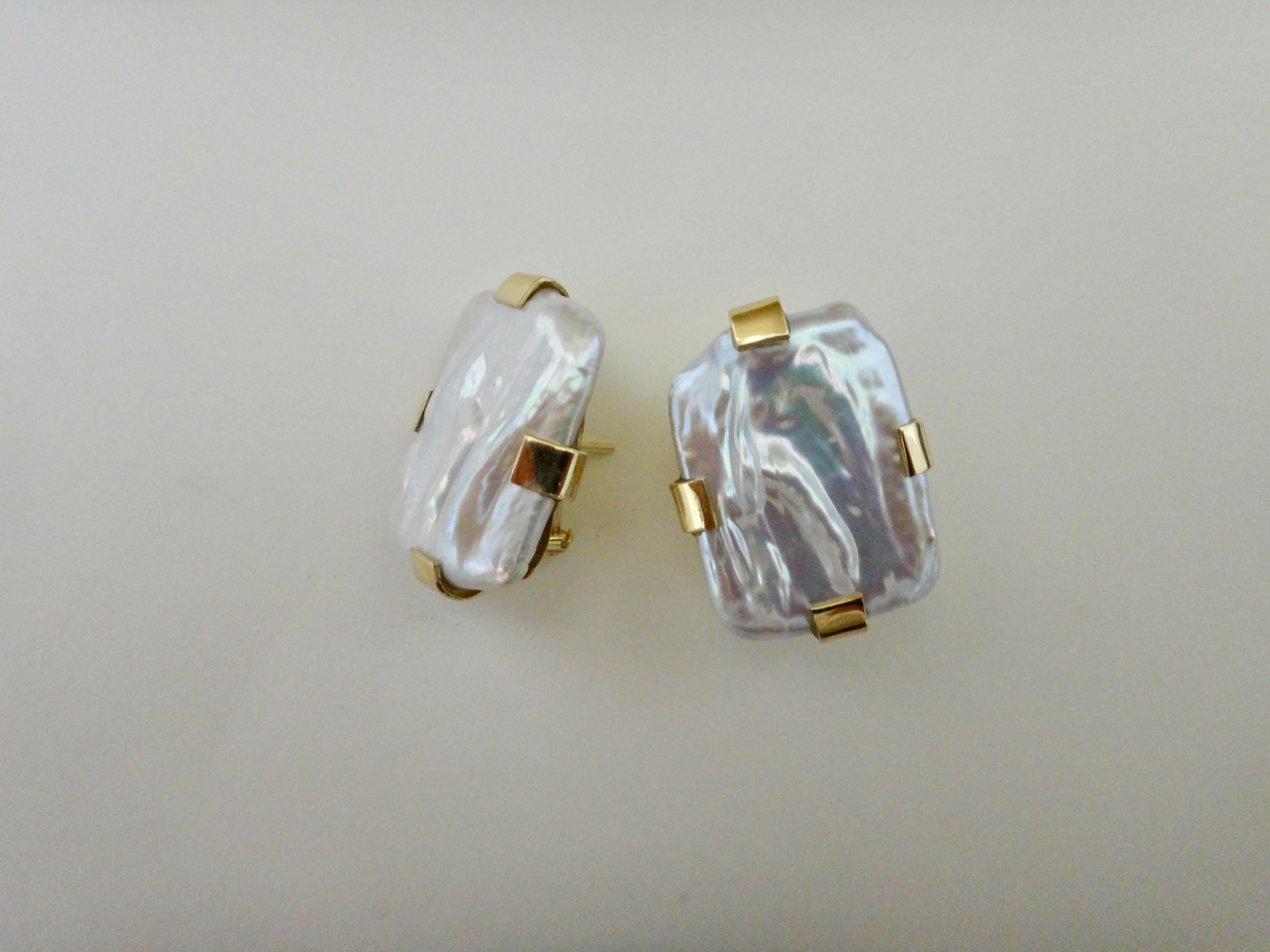 Michael Kneebone White Tile Pearl Button Earrings 2