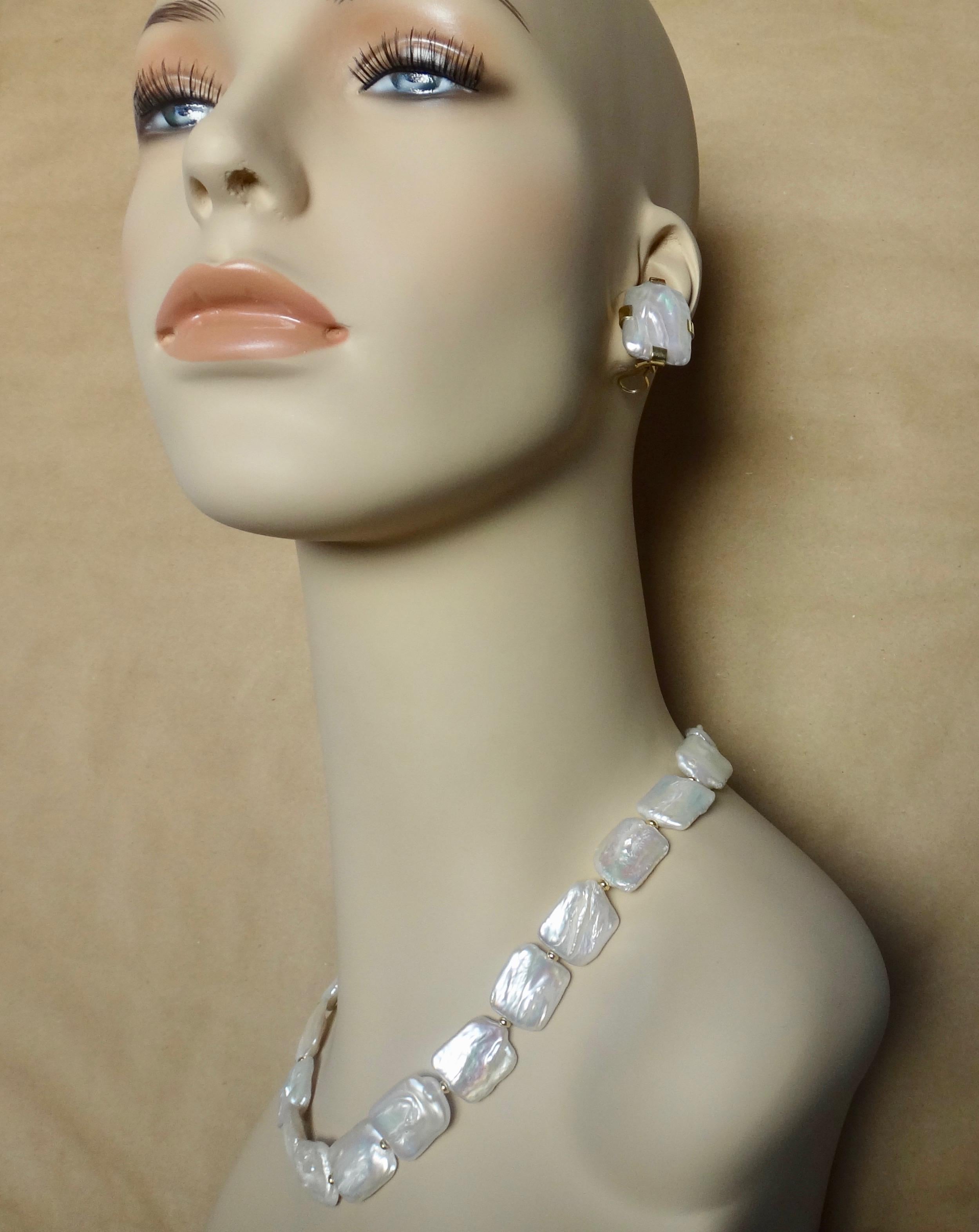 Michael Kneebone White Tile Pearl Earring Necklace Suite 1