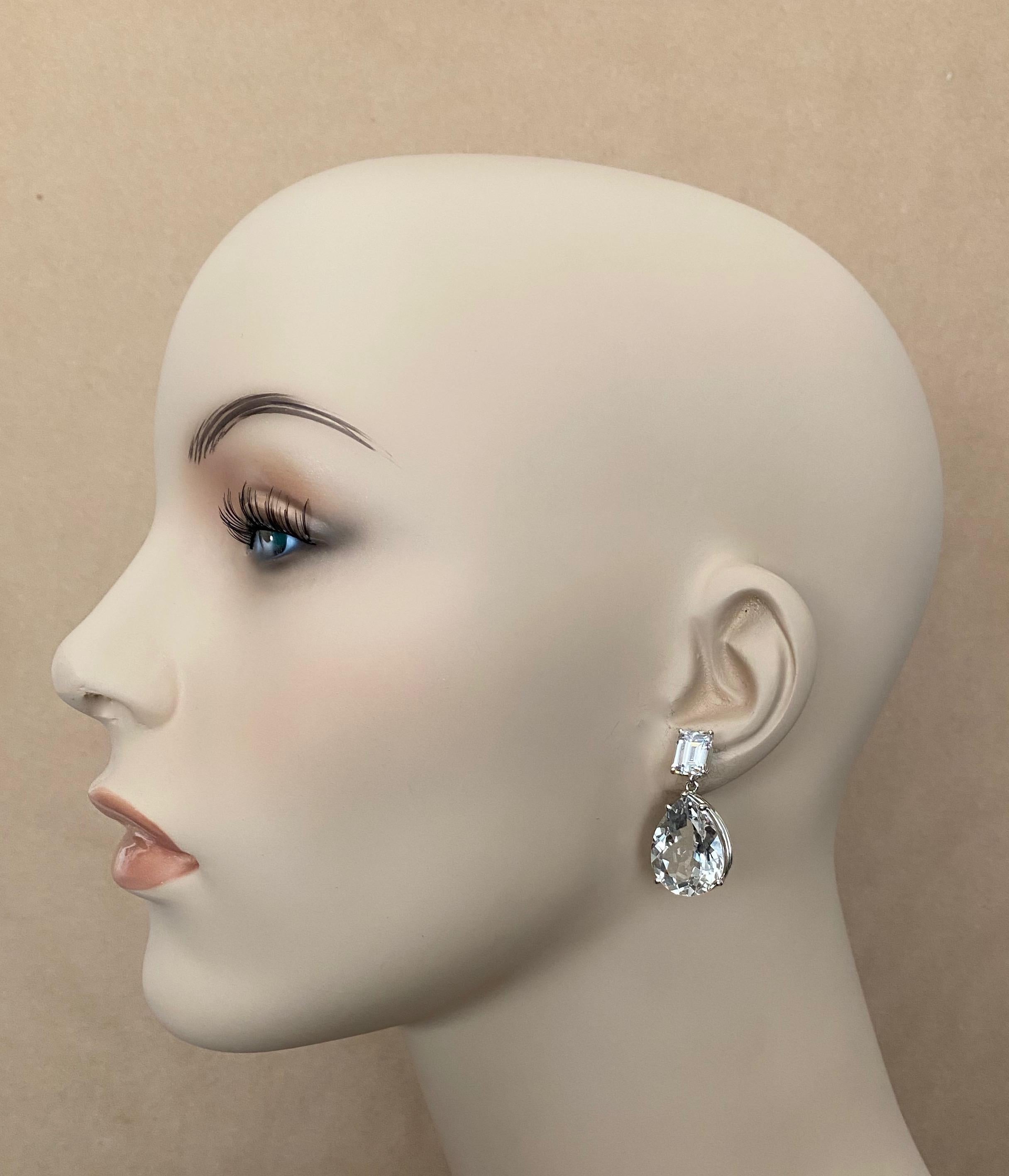 Michael Kneebone White Topaz White Sapphire Dangle Earrings 4