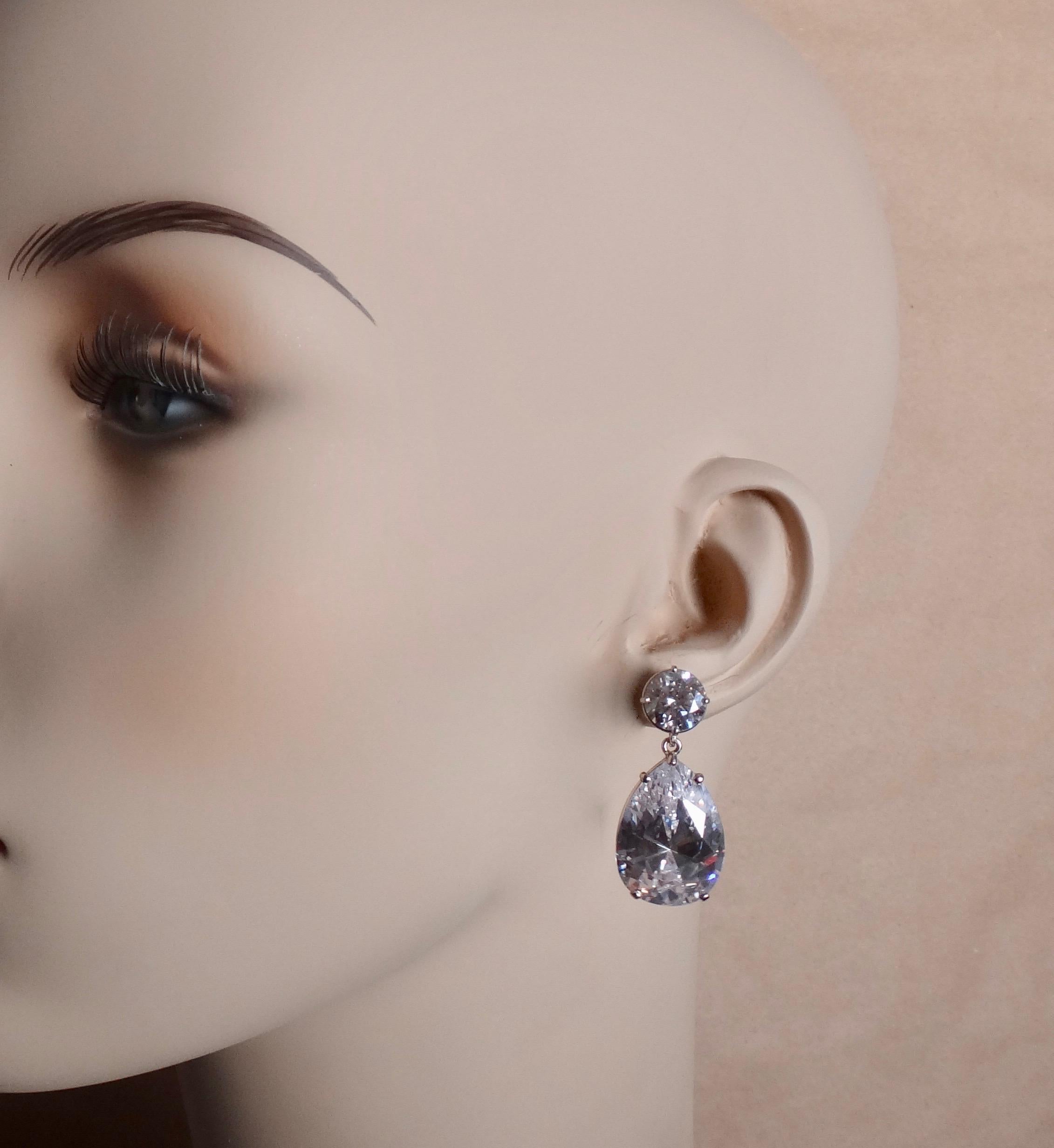 Michael Kneebone White Topaz White Sapphire Dangle Earrings In New Condition In Austin, TX