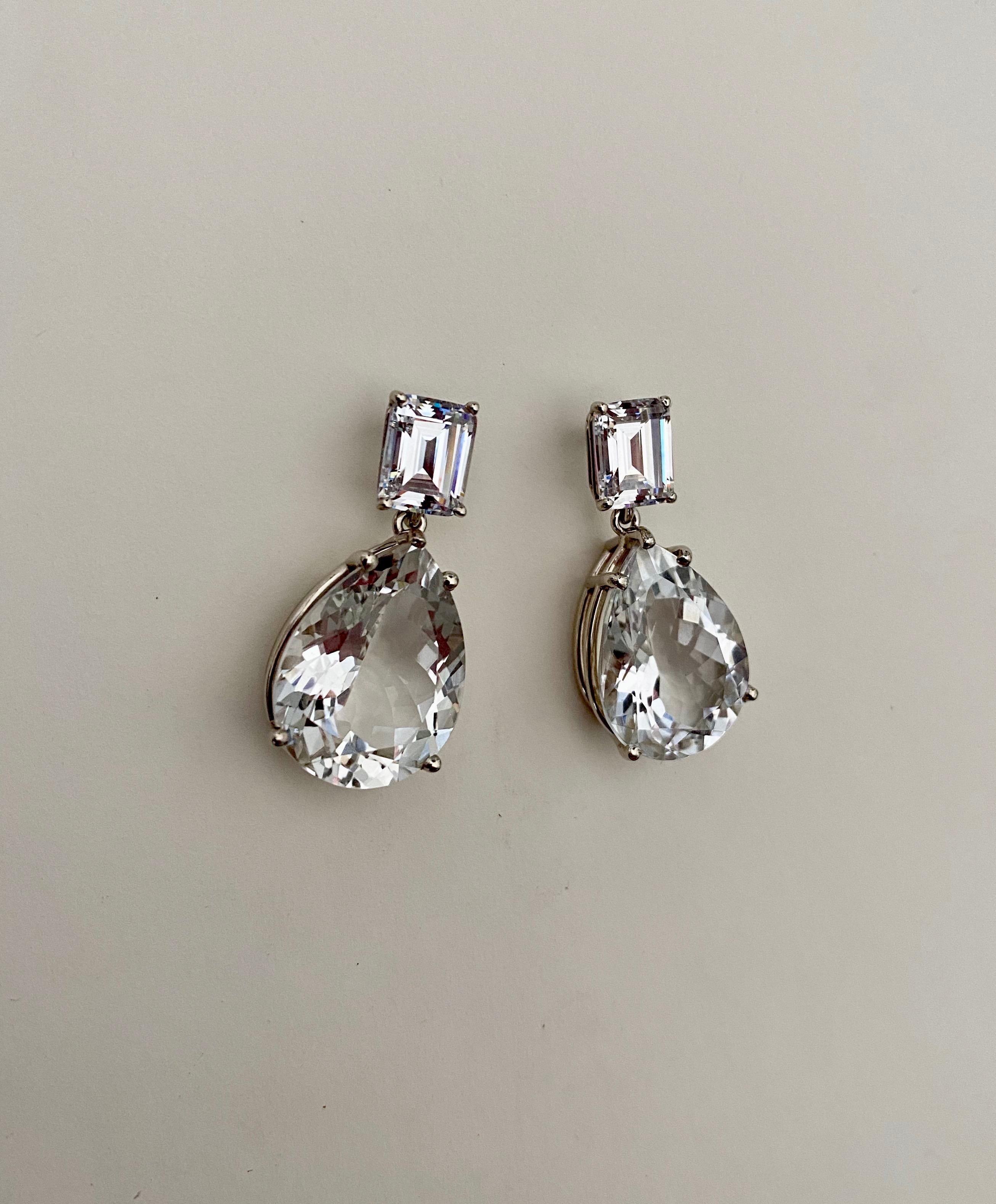 Michael Kneebone White Topaz White Sapphire Dangle Earrings In New Condition In Austin, TX
