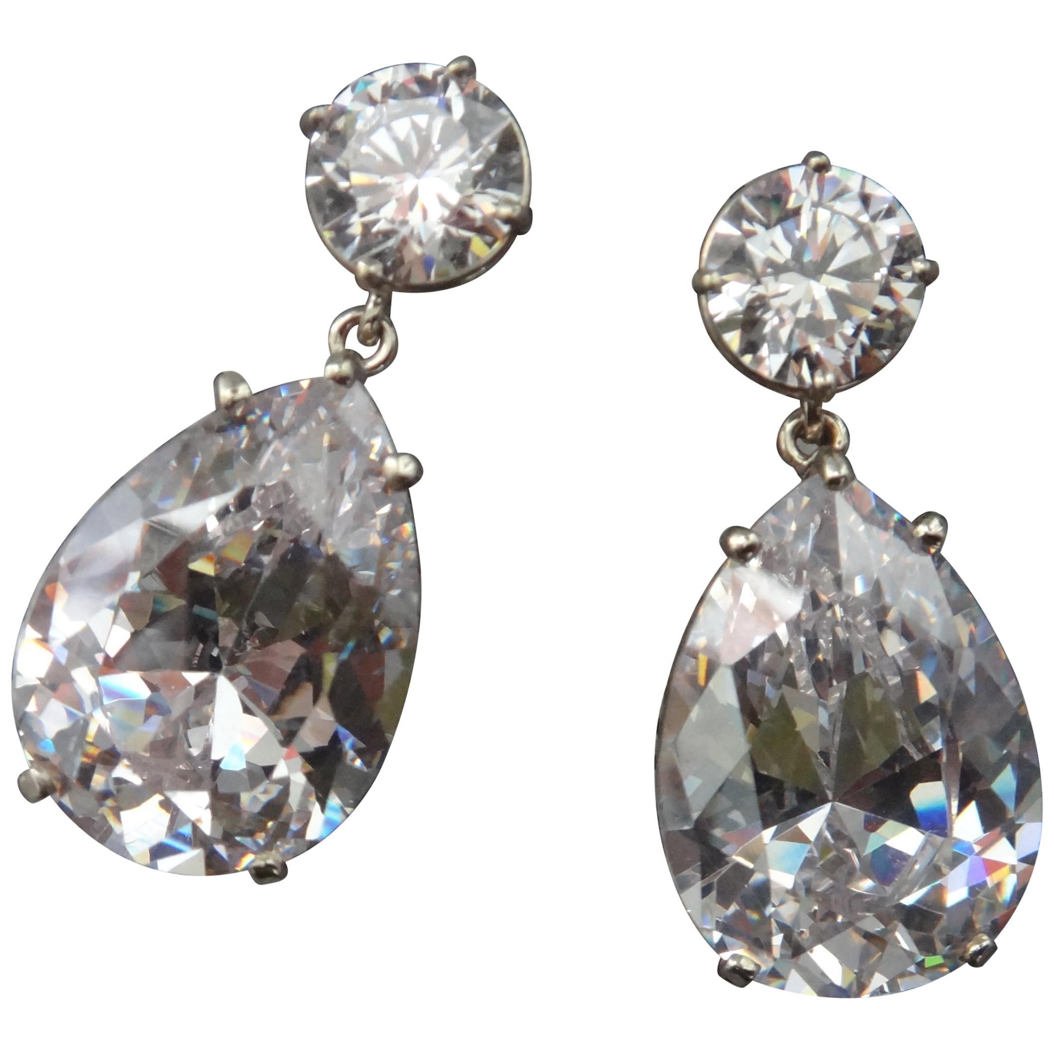 Michael Kneebone White Topaz White Sapphire Dangle Earrings