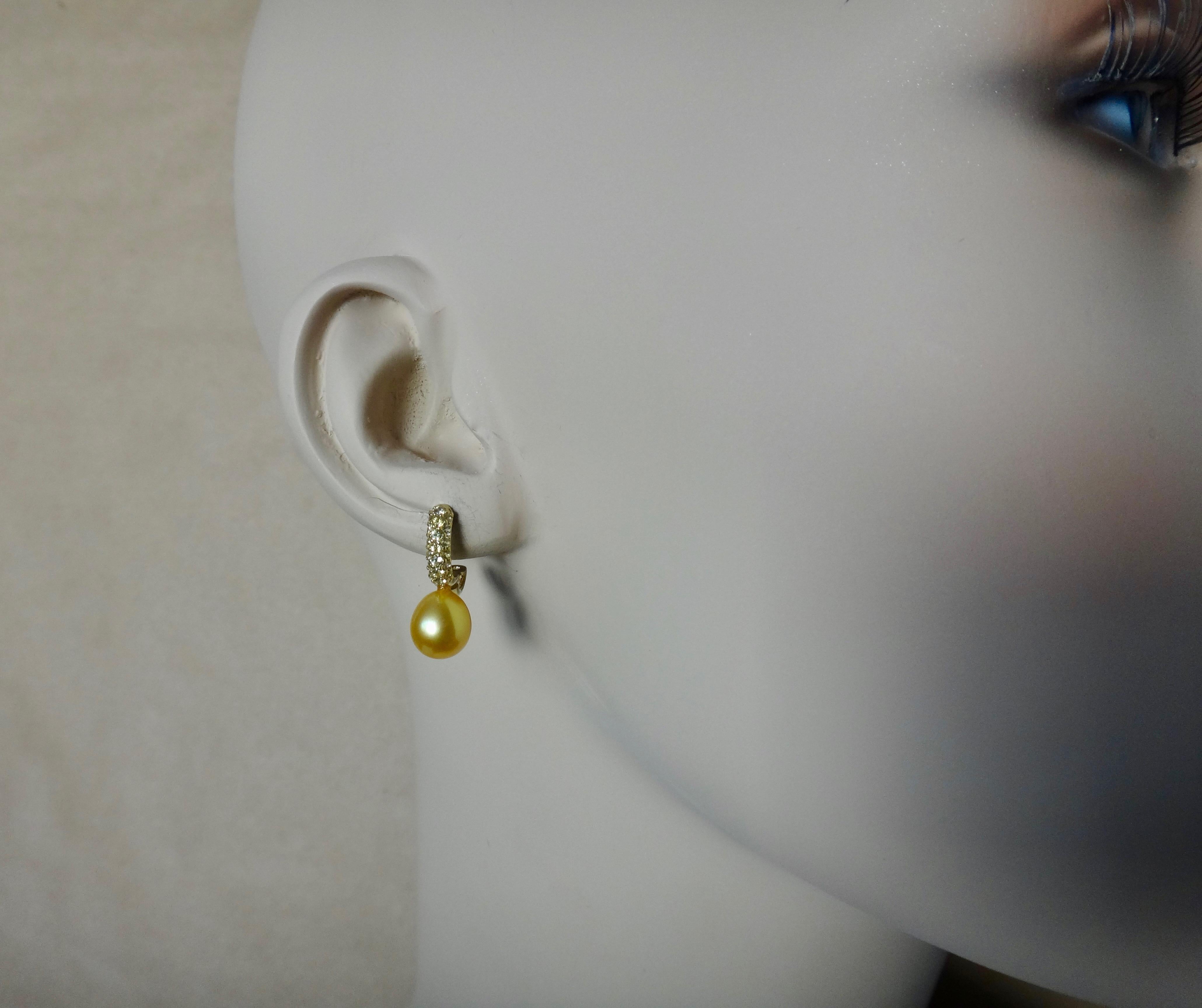 Women's Michael Kneebone Yellow Diamond Golden South Seas Pearl Drop Earrings