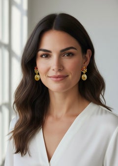 Michael Kneebone Yellow Sapphire Topaz Citrine Diamond Pearl Confetti Earrings