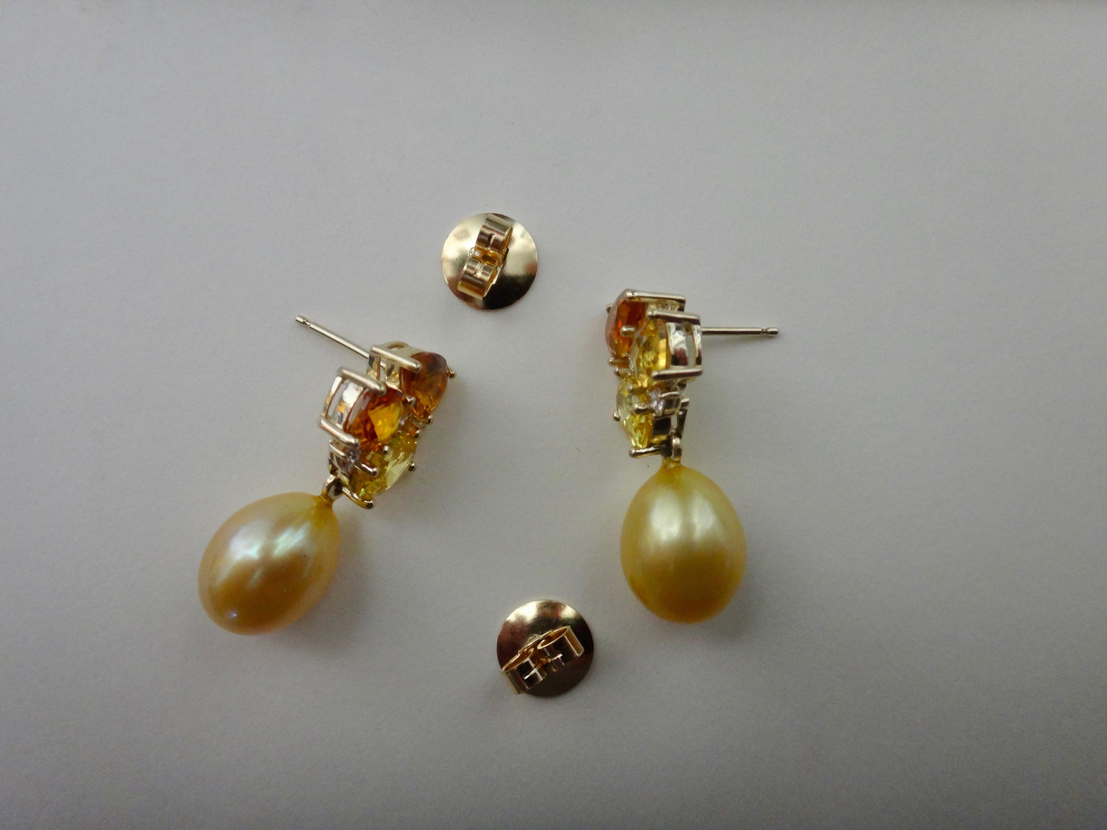 Women's Michael Kneebone Yellow Sapphire Topaz Citrine Diamond Pearl Confetti Earrings For Sale