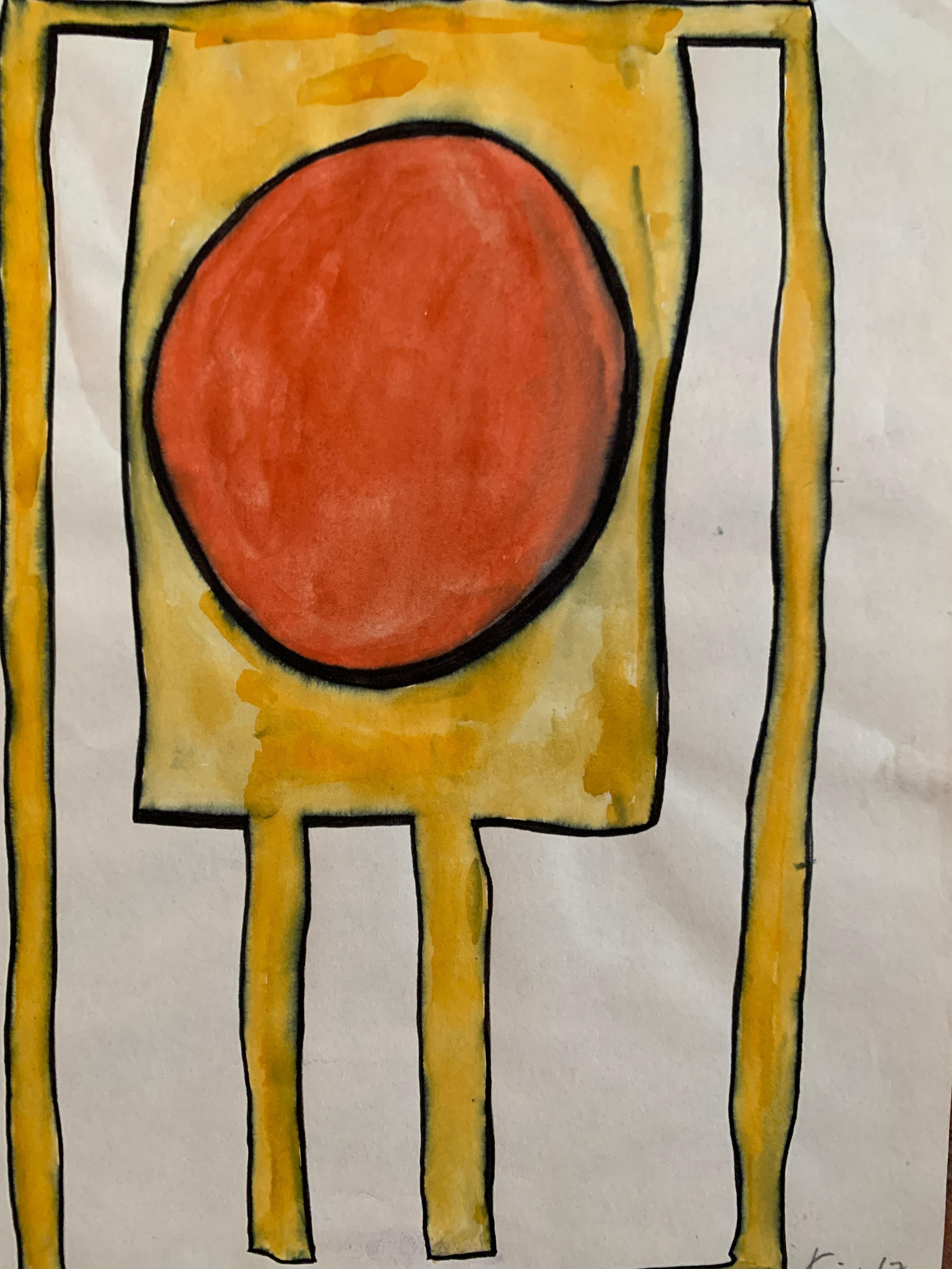 « Abstract 1 Orange and Yellow », aquarelle abstraite du milieu du siècle dernier, 1967  - Abstrait Painting par Michael Knigin