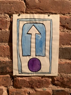 Abstract 3 Blue and Purple, 1967 Watercolor on Paper, Signed, 8.25x11