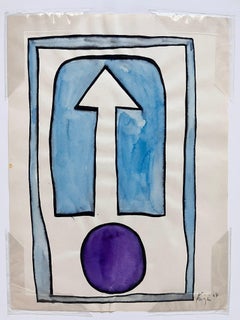 Abstracto 3 Azul y morado, 1967 Acuarela sobre papel, Firmado, 8,25x11