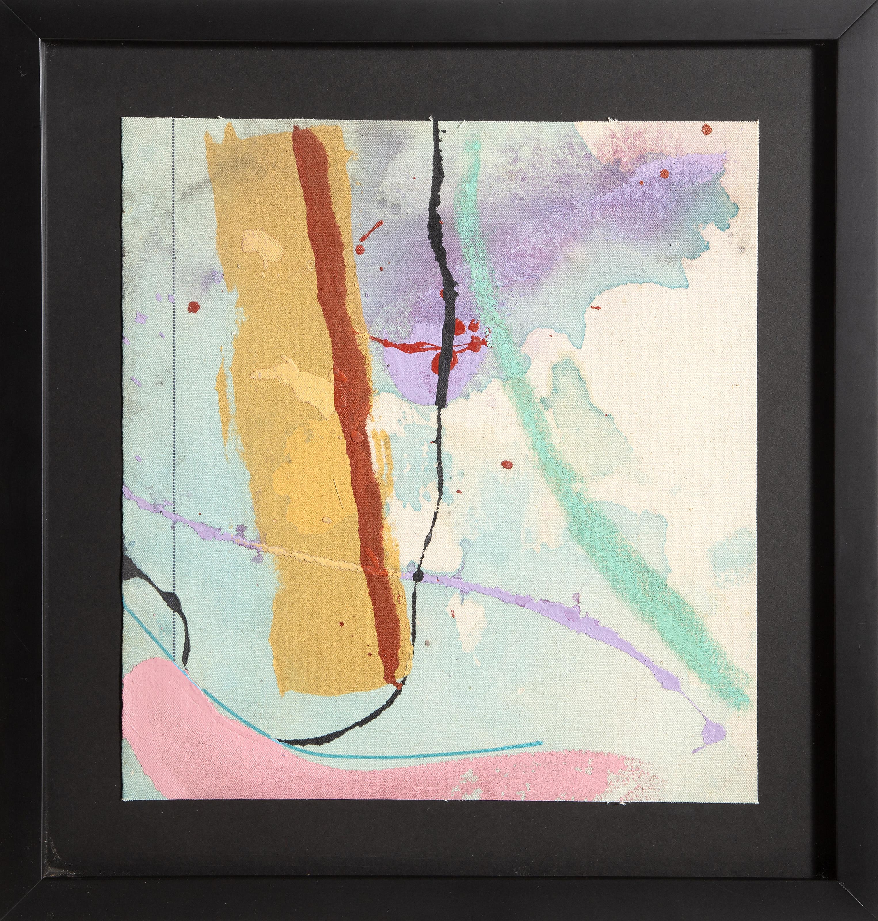  Michael Knigin, American (1942 - 2011) -  Abstract Composition, Year: circa 2000, Medium: Acrylic on Canvas, estate stamp on verso, Size: 16 x 14.75 in. (40.64 x 37.47 cm), Frame Size: 22 x 20.5 inches