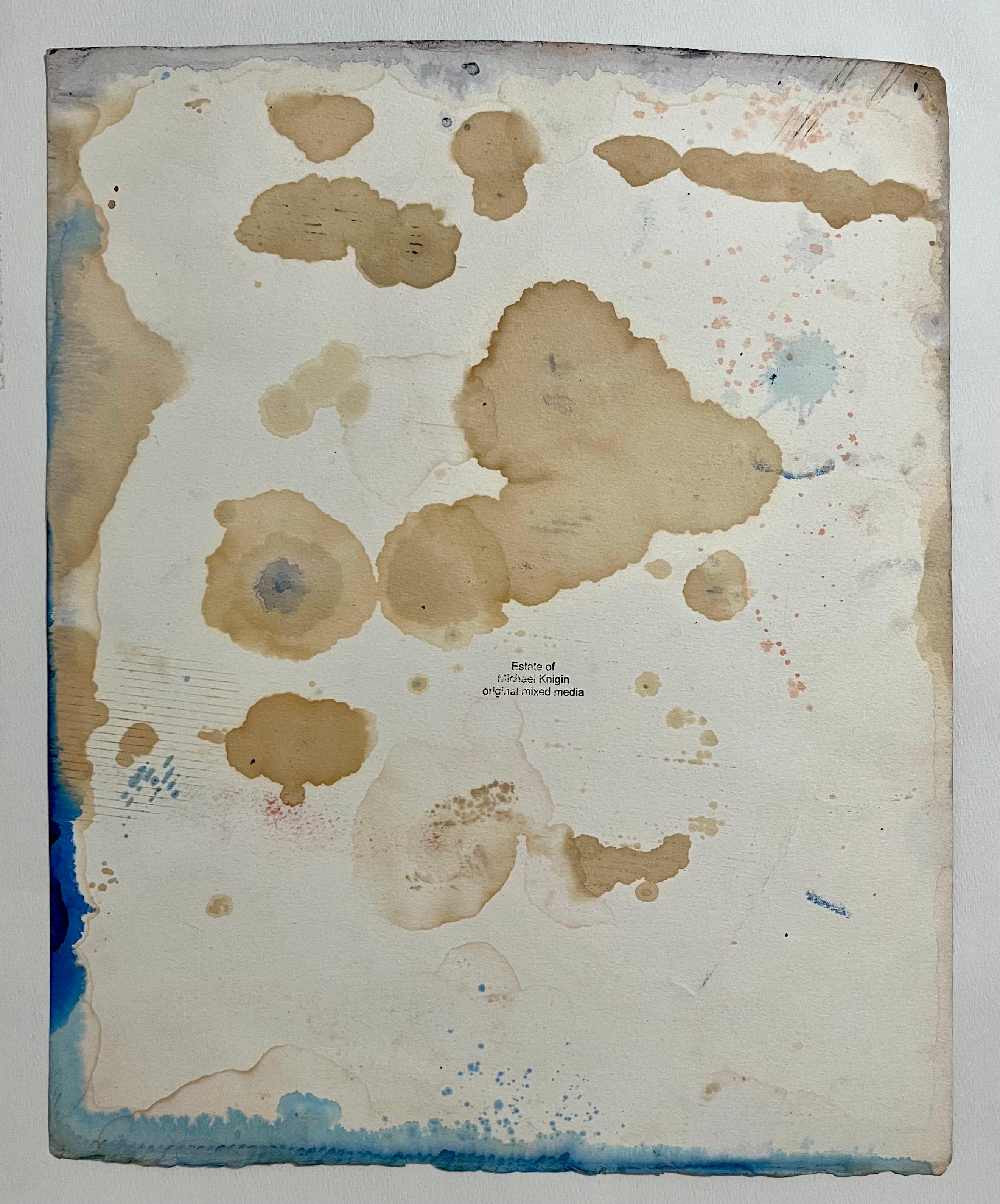 Michael Jay Knigin (American, 1942 – 2011)
Untitled (abstract)
Mixed media painting on paper, includes acrylic, watercolor and gouache
Estate stamp on the reverse (not hand signed)
Dimensions: 13.75