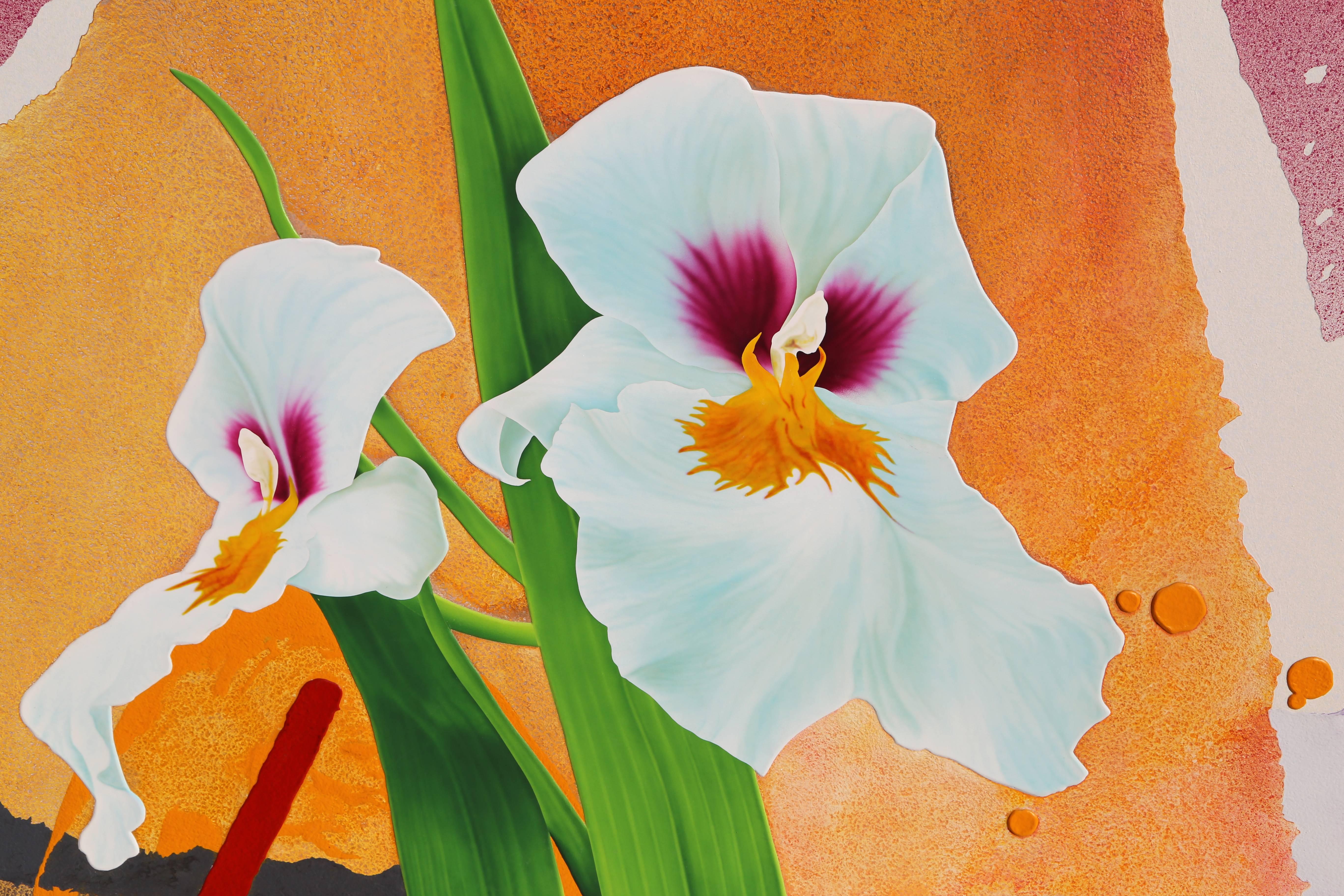Irises blanches, grande peinture de Michael Knigin en vente 1